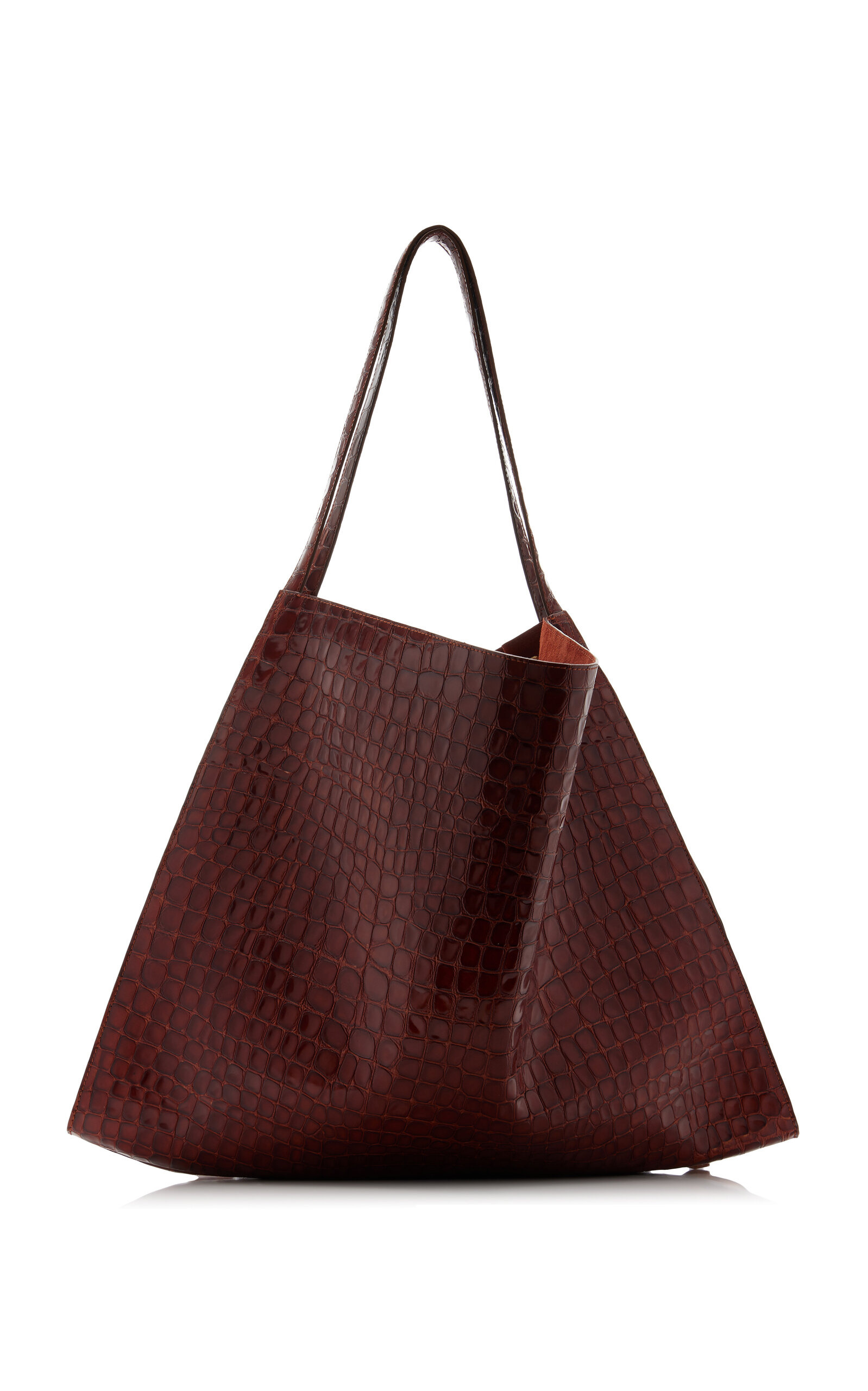 Le 54 Croc-Embossed Leather Tote Bag brown - 4