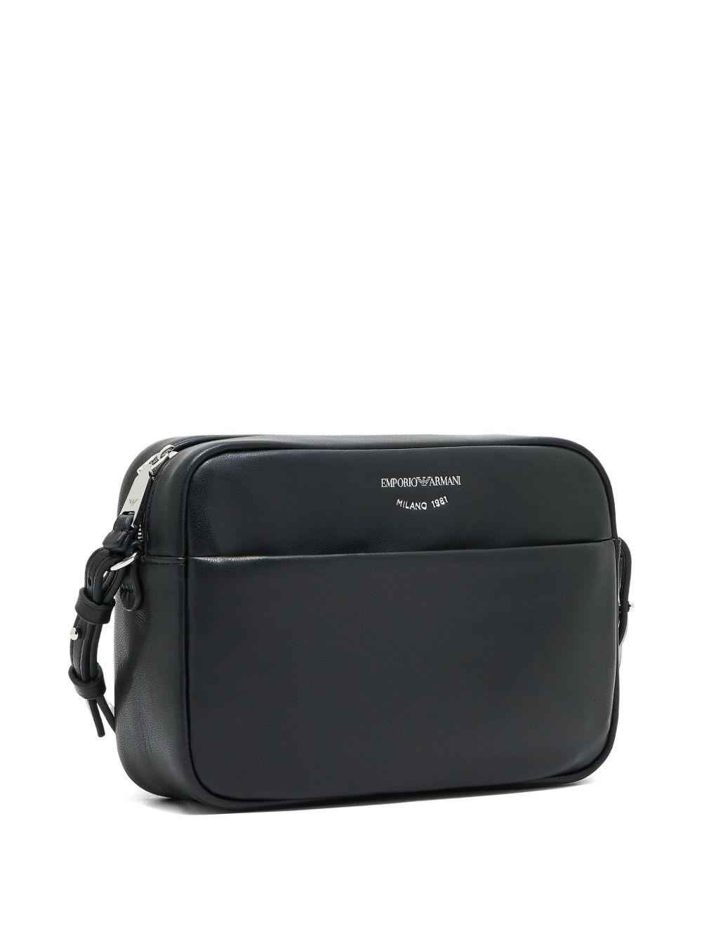 logo-print leather shoulder bag - 3