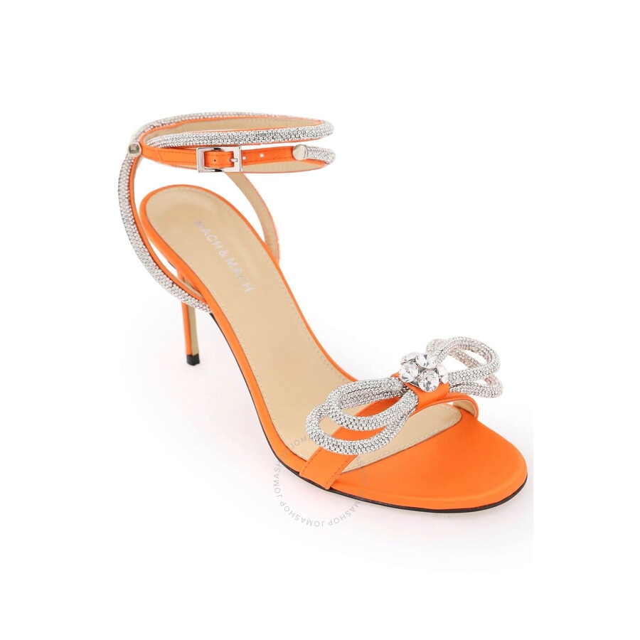 Mach & Mach Double Bow Crystal Satin Sandals - 2