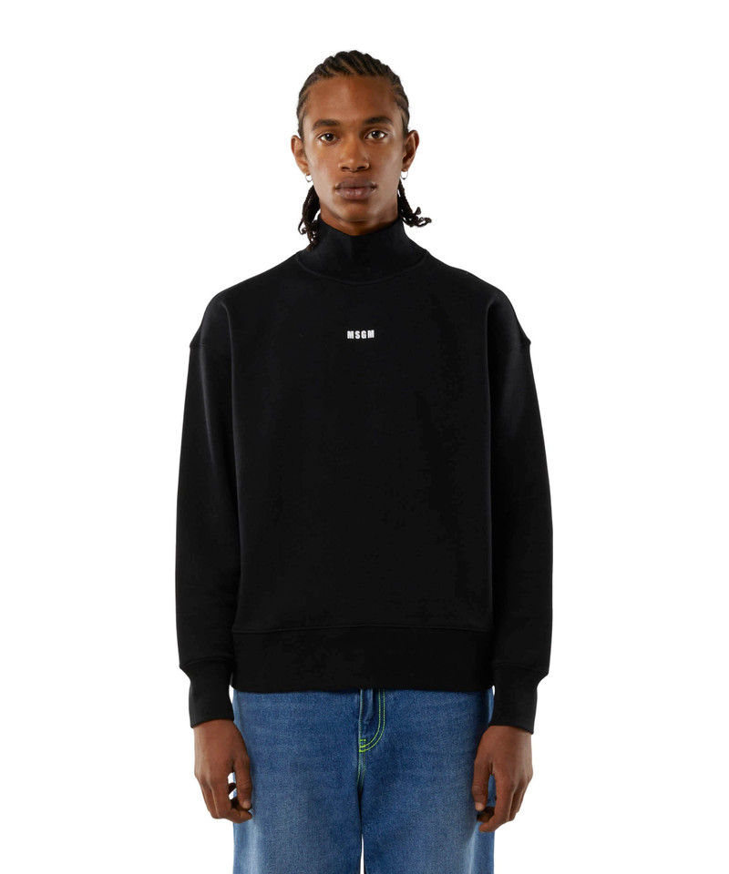 Cotton turtleneck sweatshirt with micro logo - 1