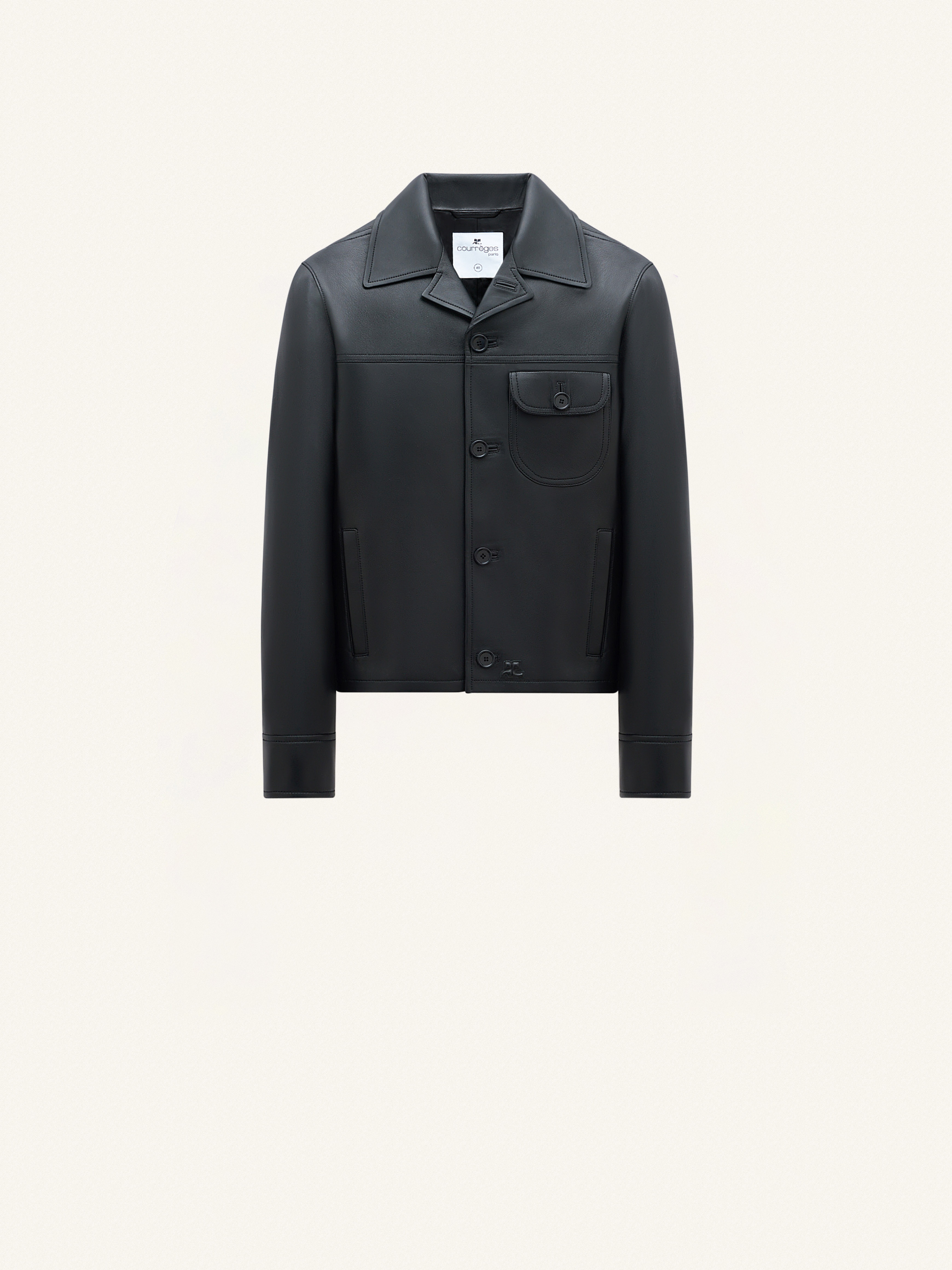 SINGLE POCKET LEATHER JACKET - 1