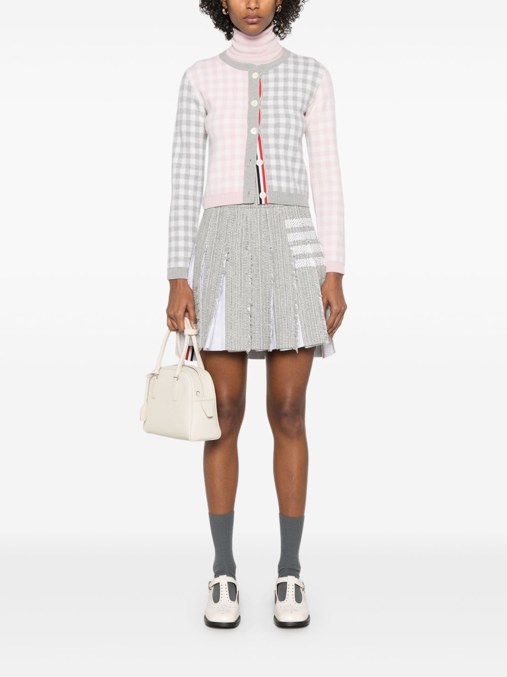 gingham-check wool cardigan - 2