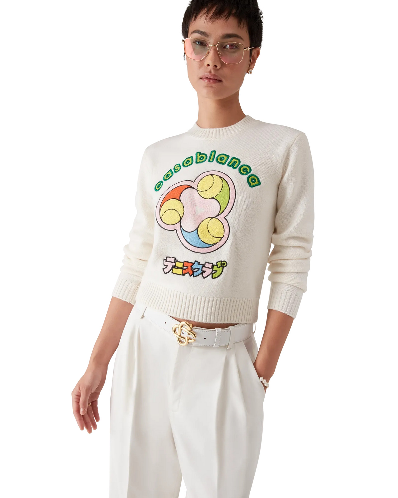 Tennis Ball Merino Knit Crew Neck | Casablanca Paris - 3