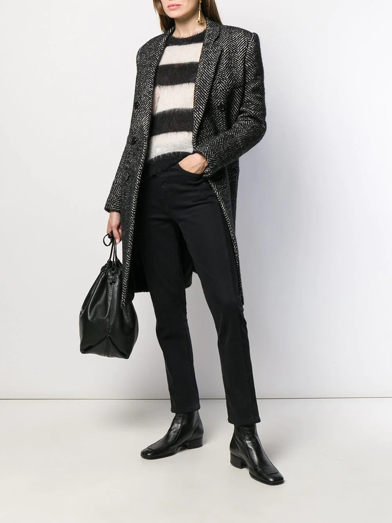 SAINT LAURENT herringbone double-breasted coat outlook