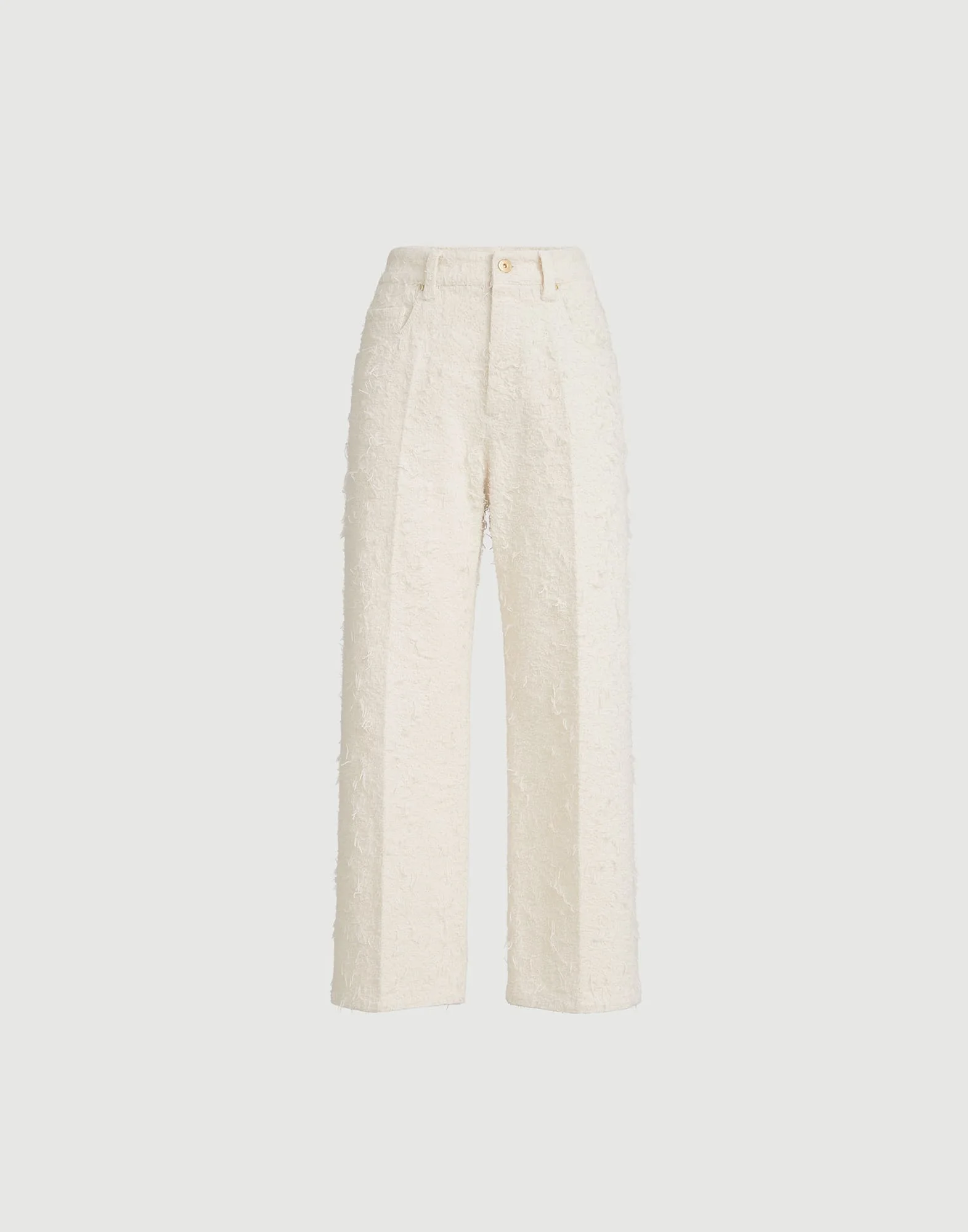 Fuzzy dyed denim contemporary square trousers with monili - 1