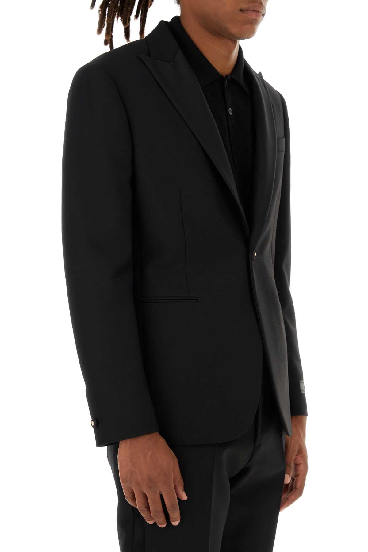 Versace Men Black Wool Blend Blazer - 3