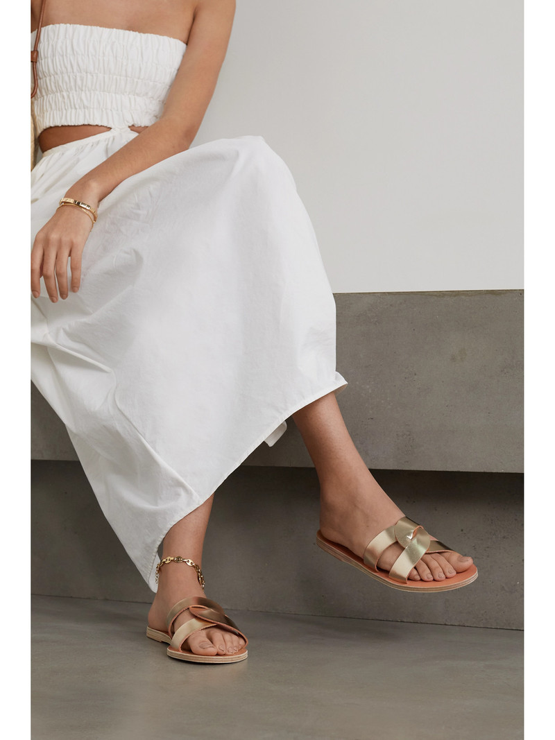 ANCIENT GREEK SANDALS Desmos Cutout Metallic Leather Slides outlook