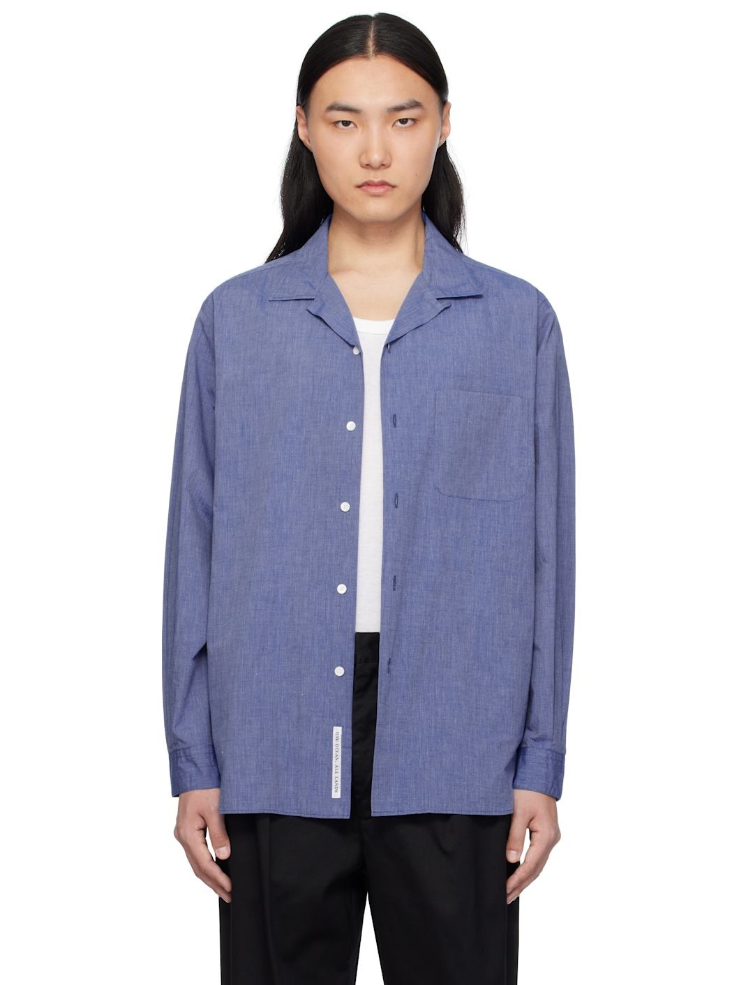Nanamica Blue Open Collar End On End Shirt | REVERSIBLE
