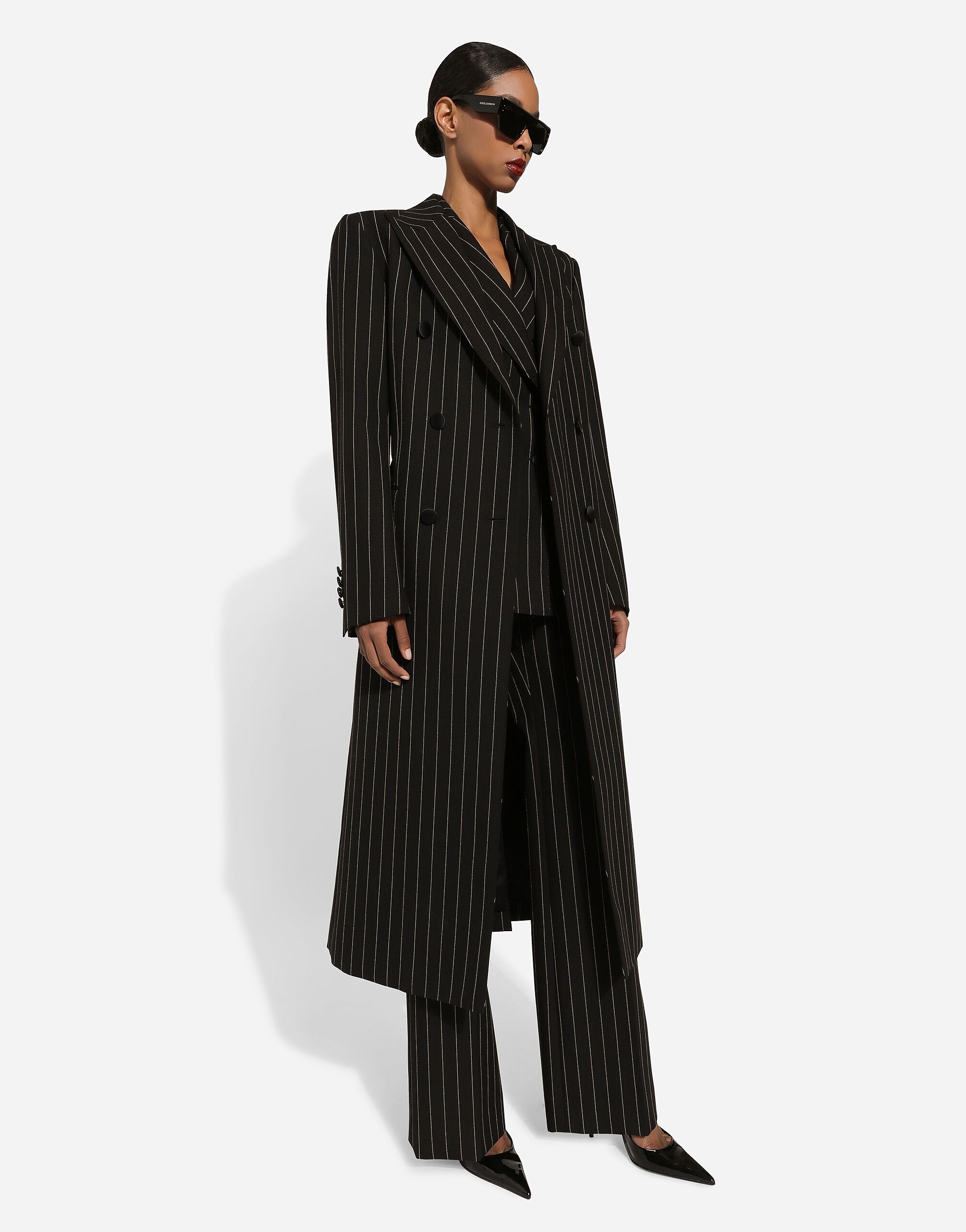 Flared pinstripe wool pants - 6