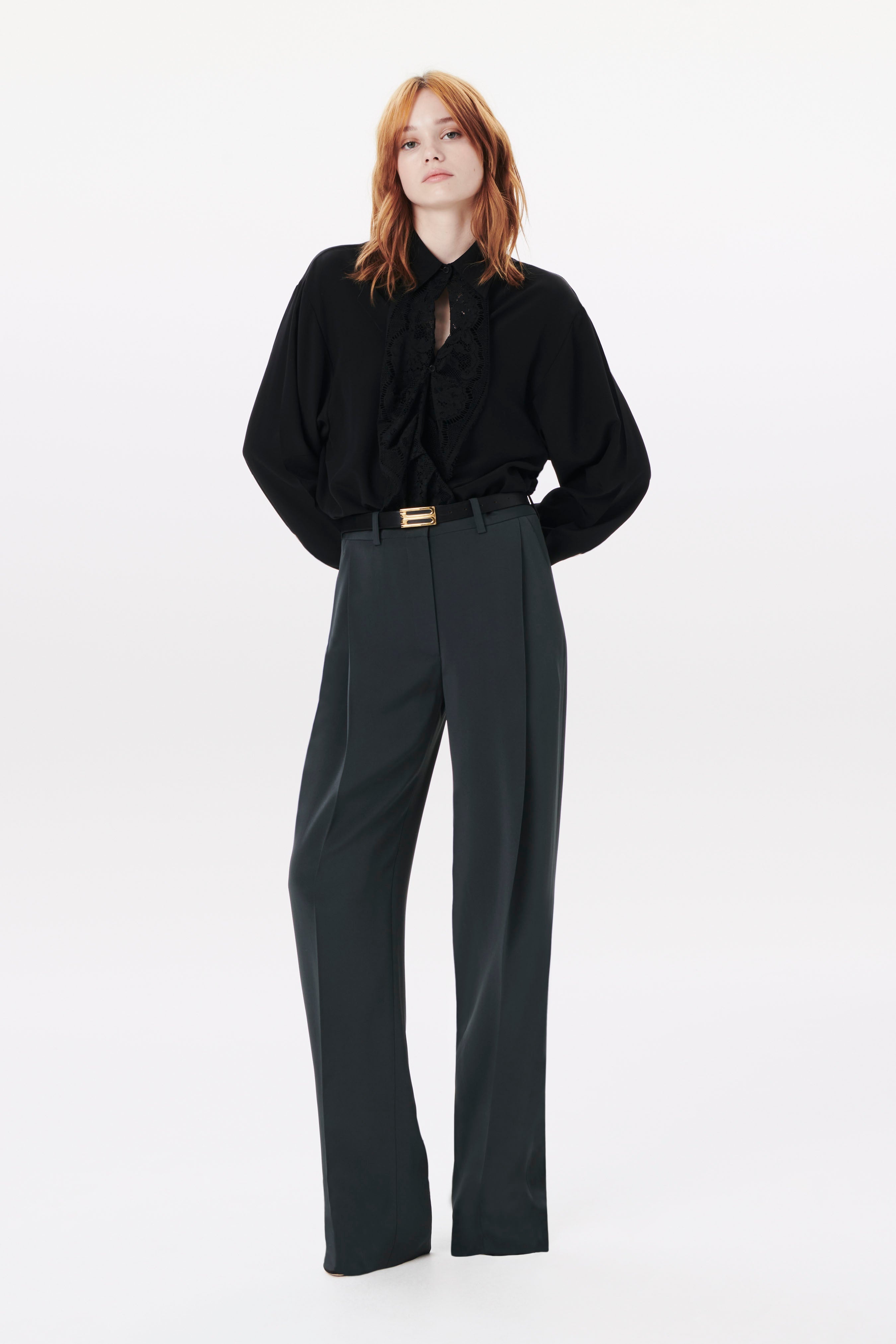 Lace Detail Blouse in Black - 2