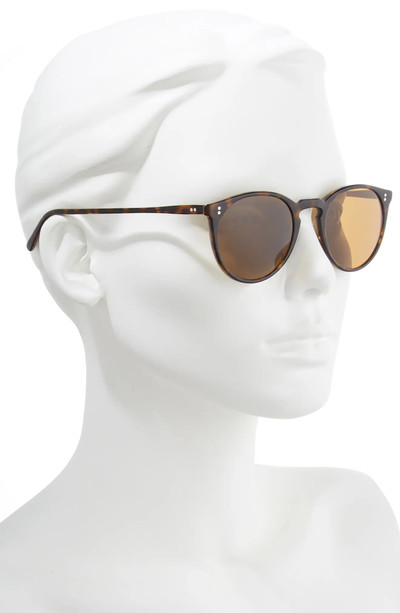 Oliver Peoples O'Malley 48mm Round Sunglasses in Horn/Brown outlook