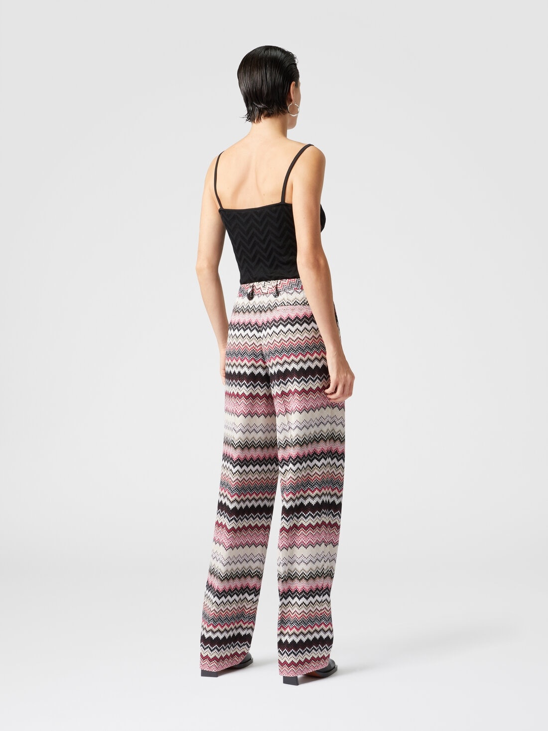 Classic trousers with lamé serrated zig zag pattern - 3