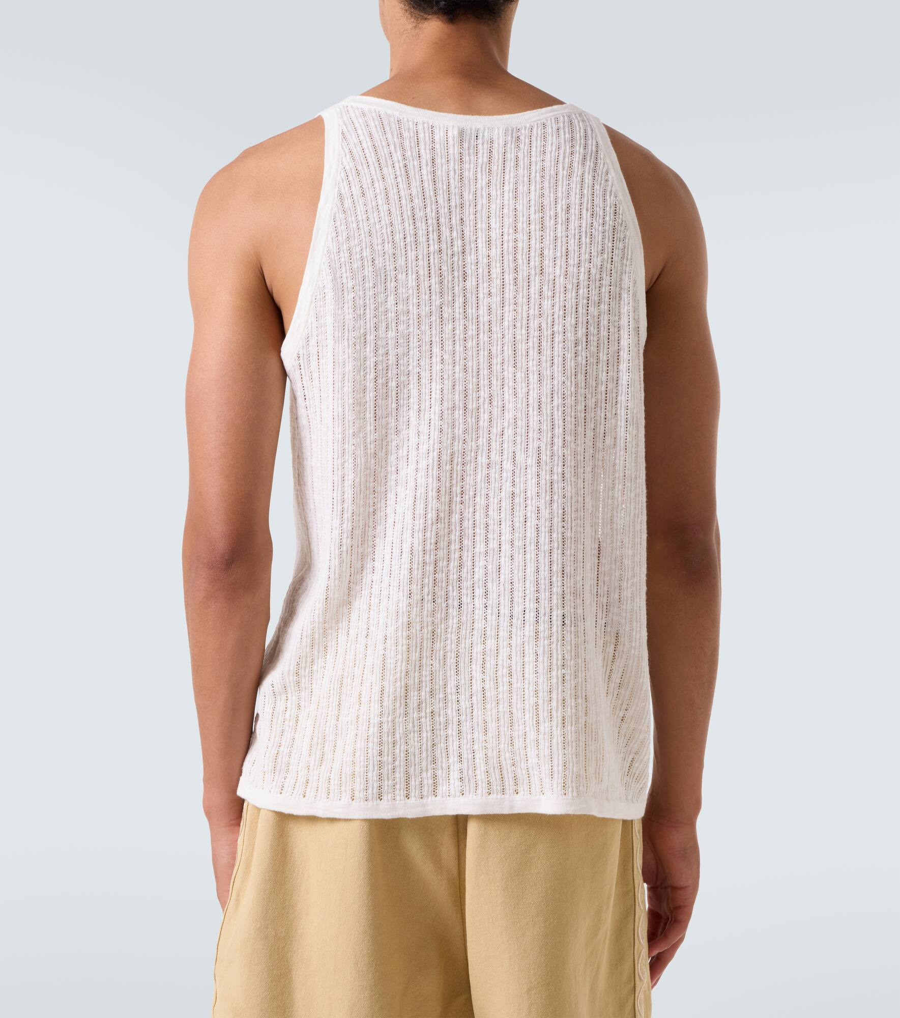 Pointelle cotton and linen tank top - 4