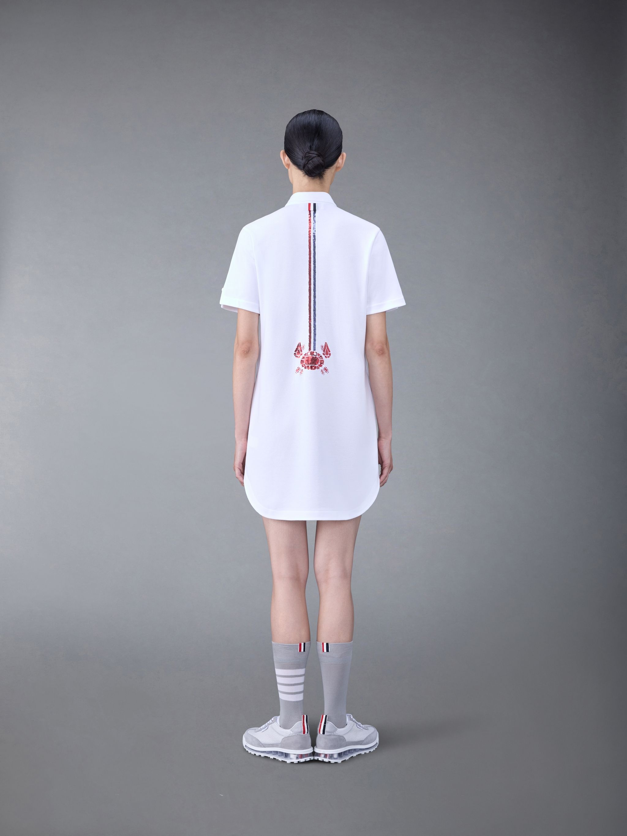 Thom Browne Thom Browne Woman White Piquet Mini Shirt Dress