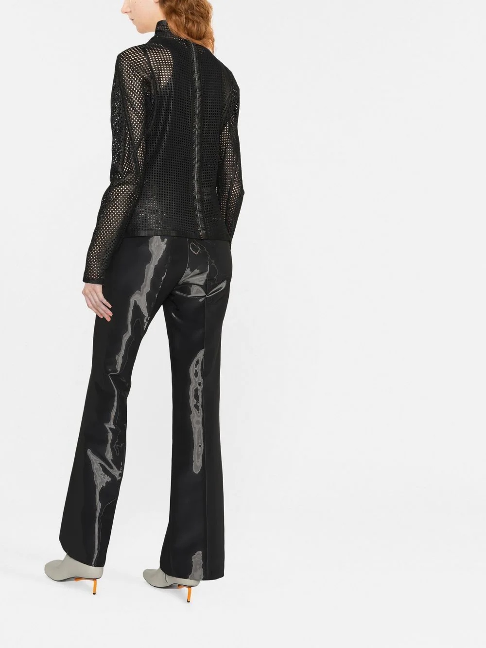 sheer mesh zip-up jacket - 3