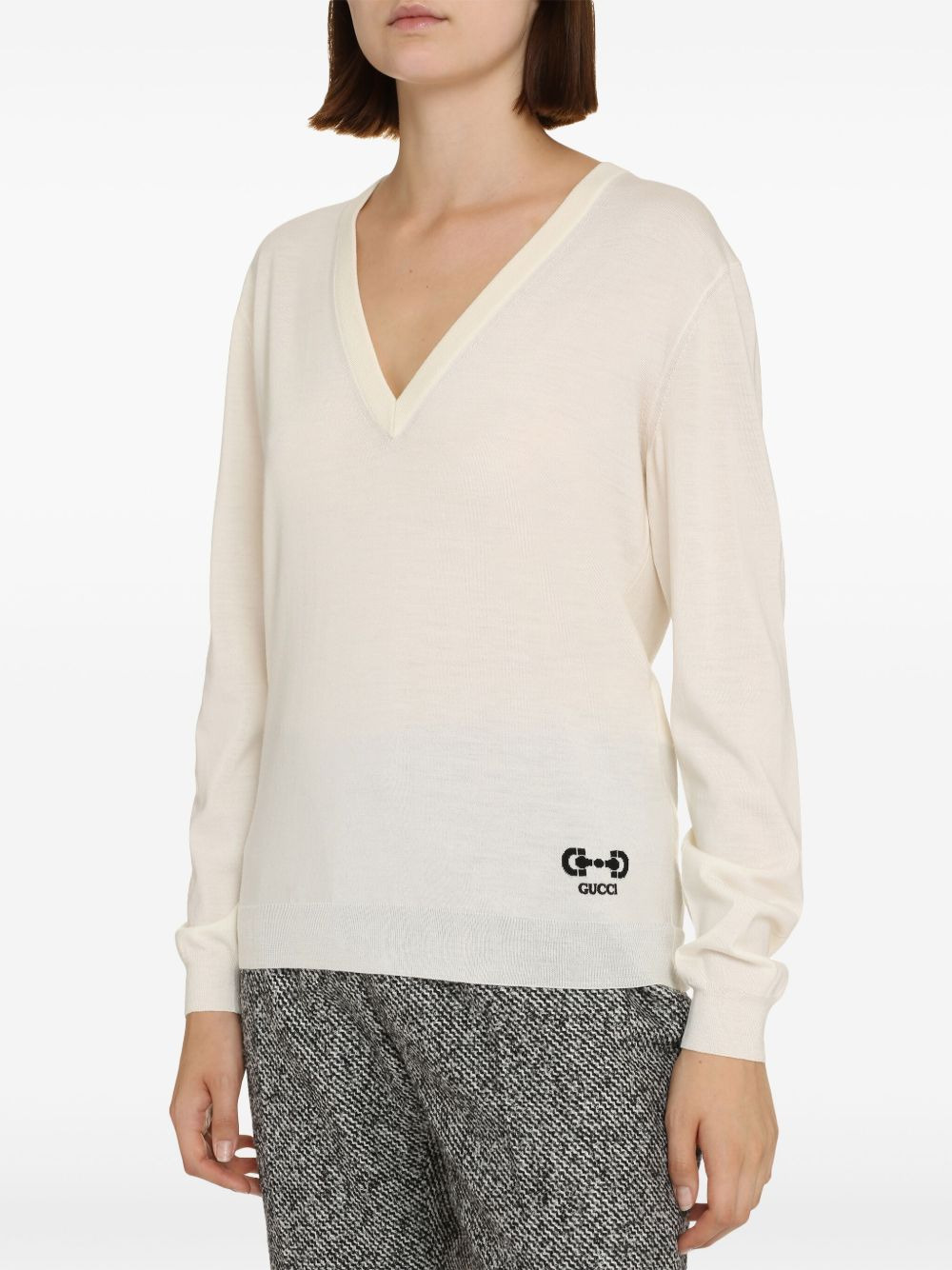 GG V-neck wool jumper - 4