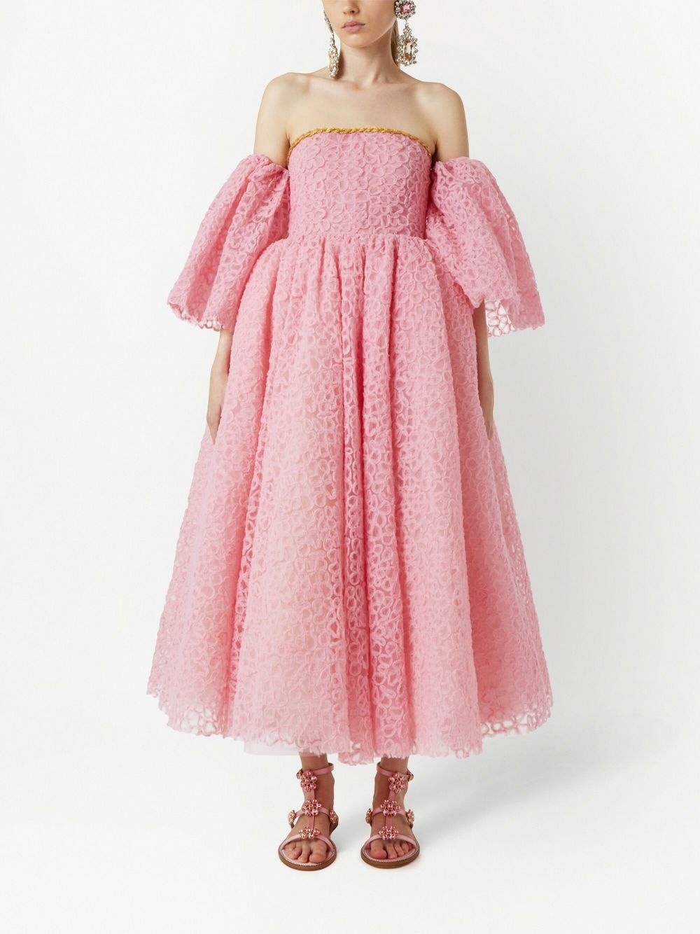 lace-embroidered midi dress - 4
