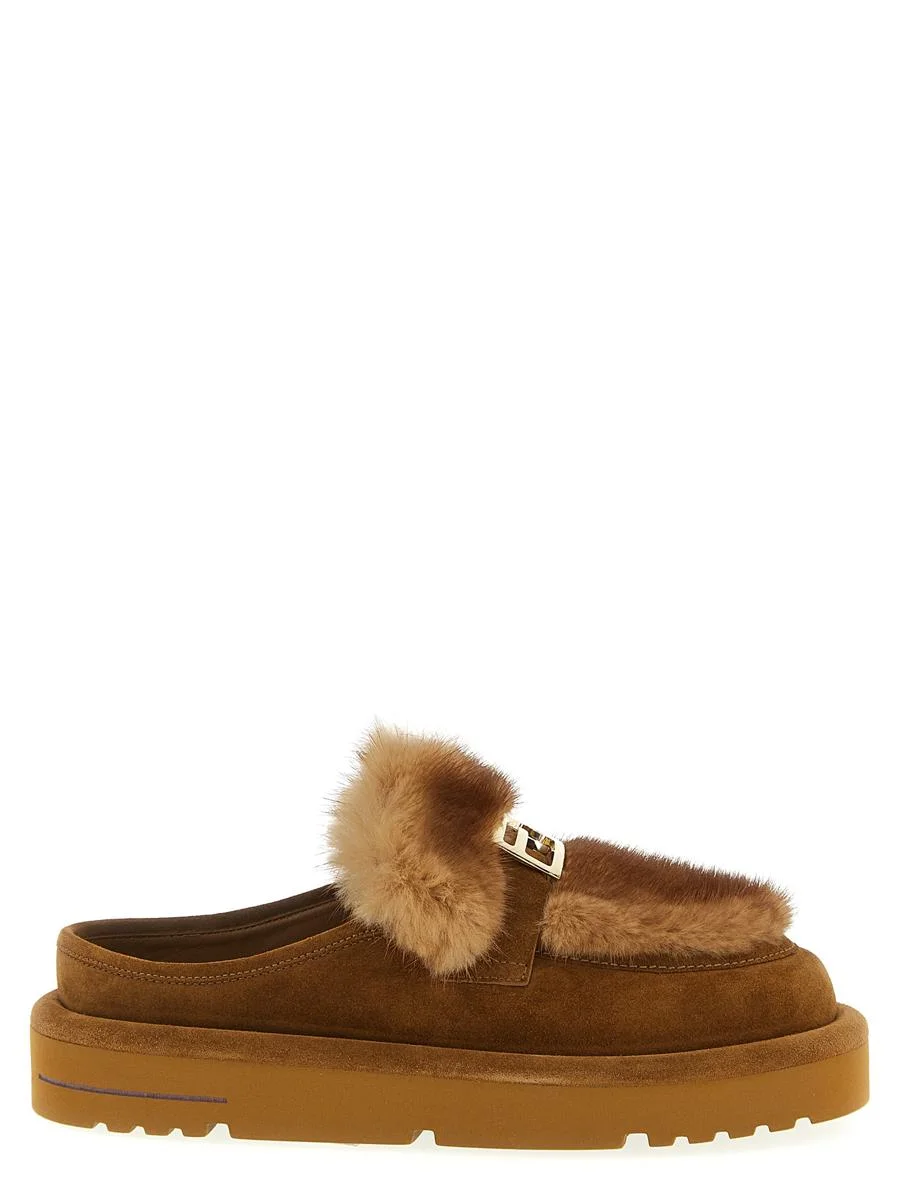 Fendi Suede And Fur Sabots - 1
