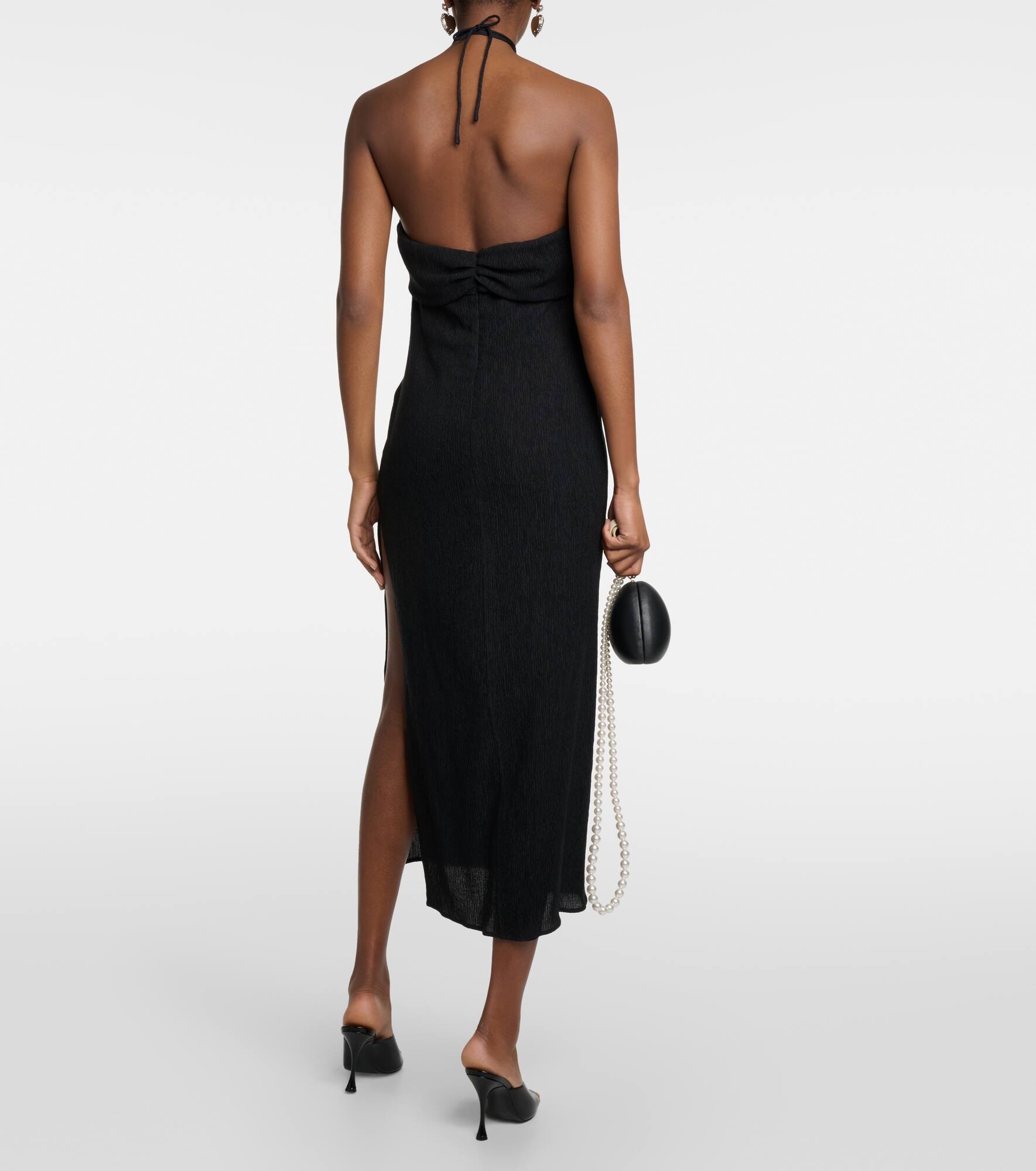 Pearl-detail halterneck midi dress - 3
