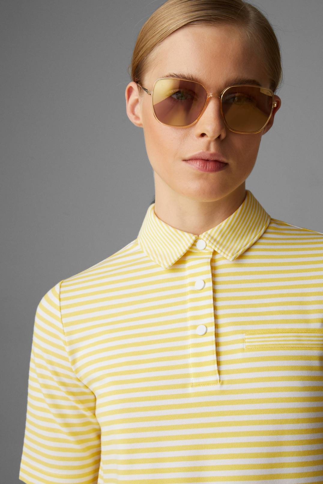 PEONY PIQUÉ POLO SHIRT IN YELLOW/WHITE - 4