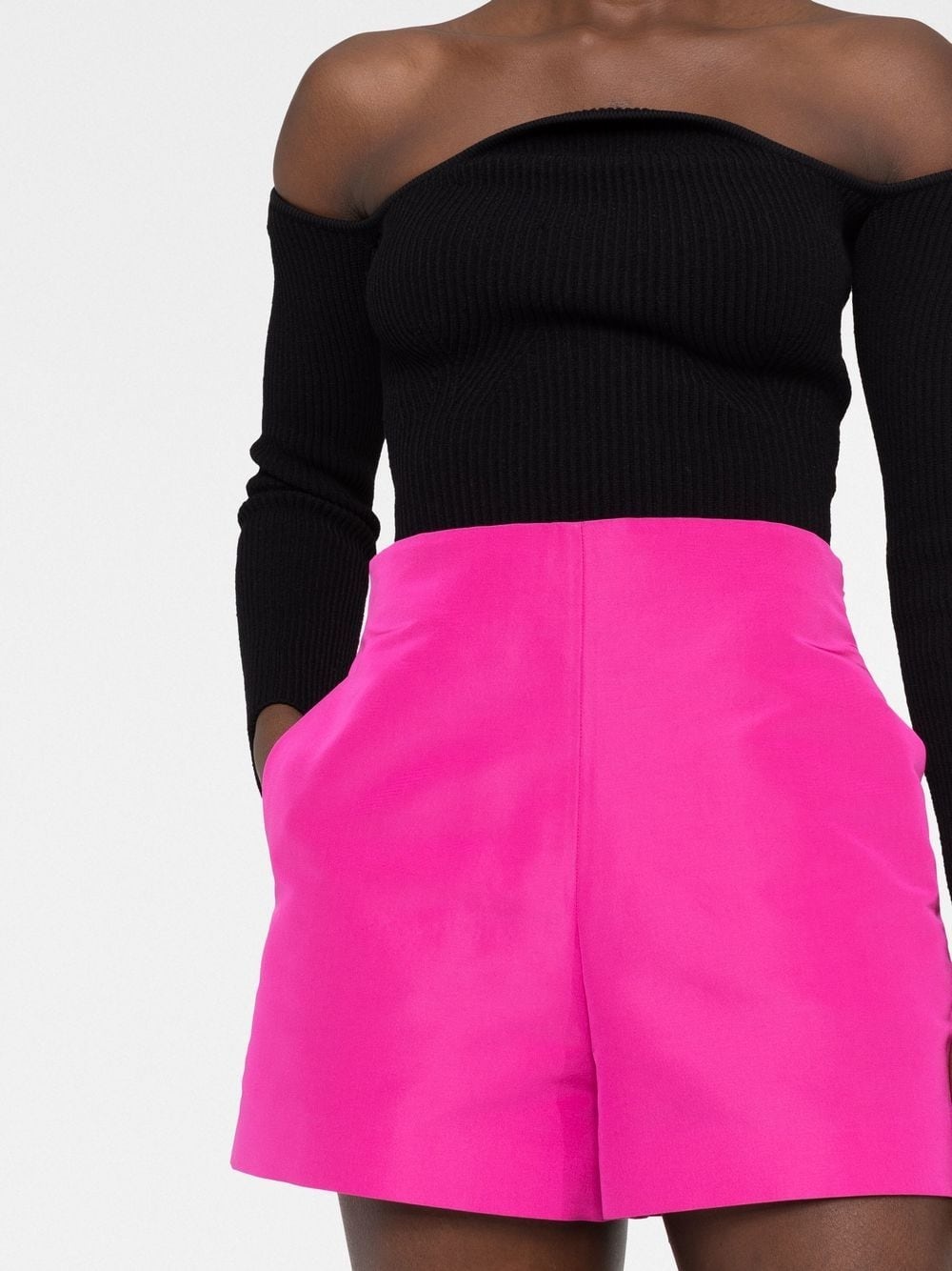 high-waisted silk shorts - 3