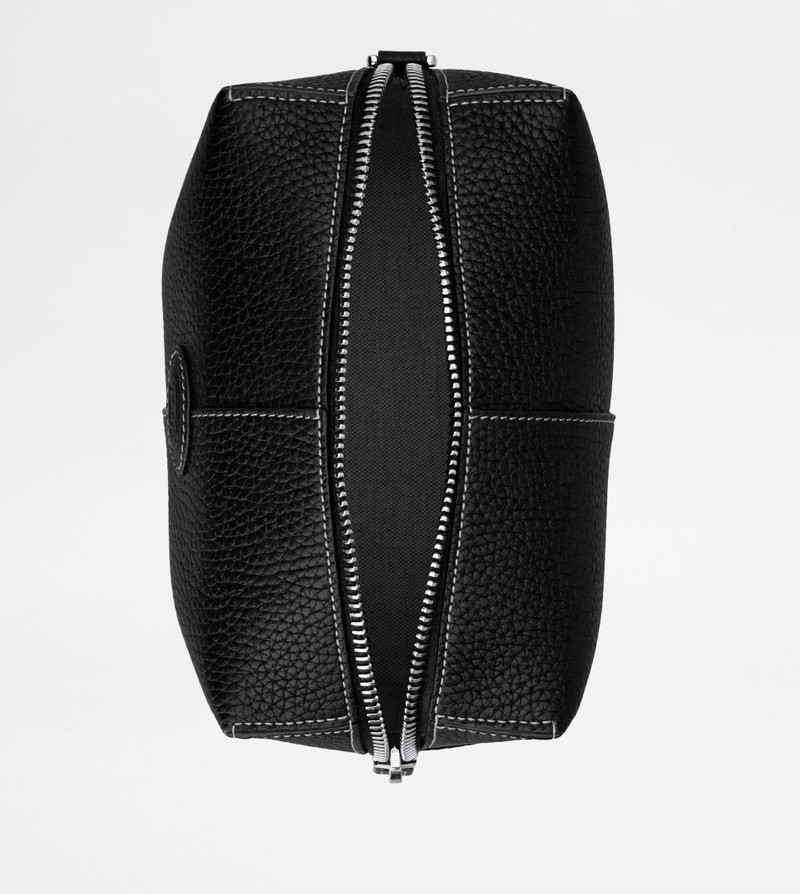 POUCH IN LEATHER LARGE - BLACK 4