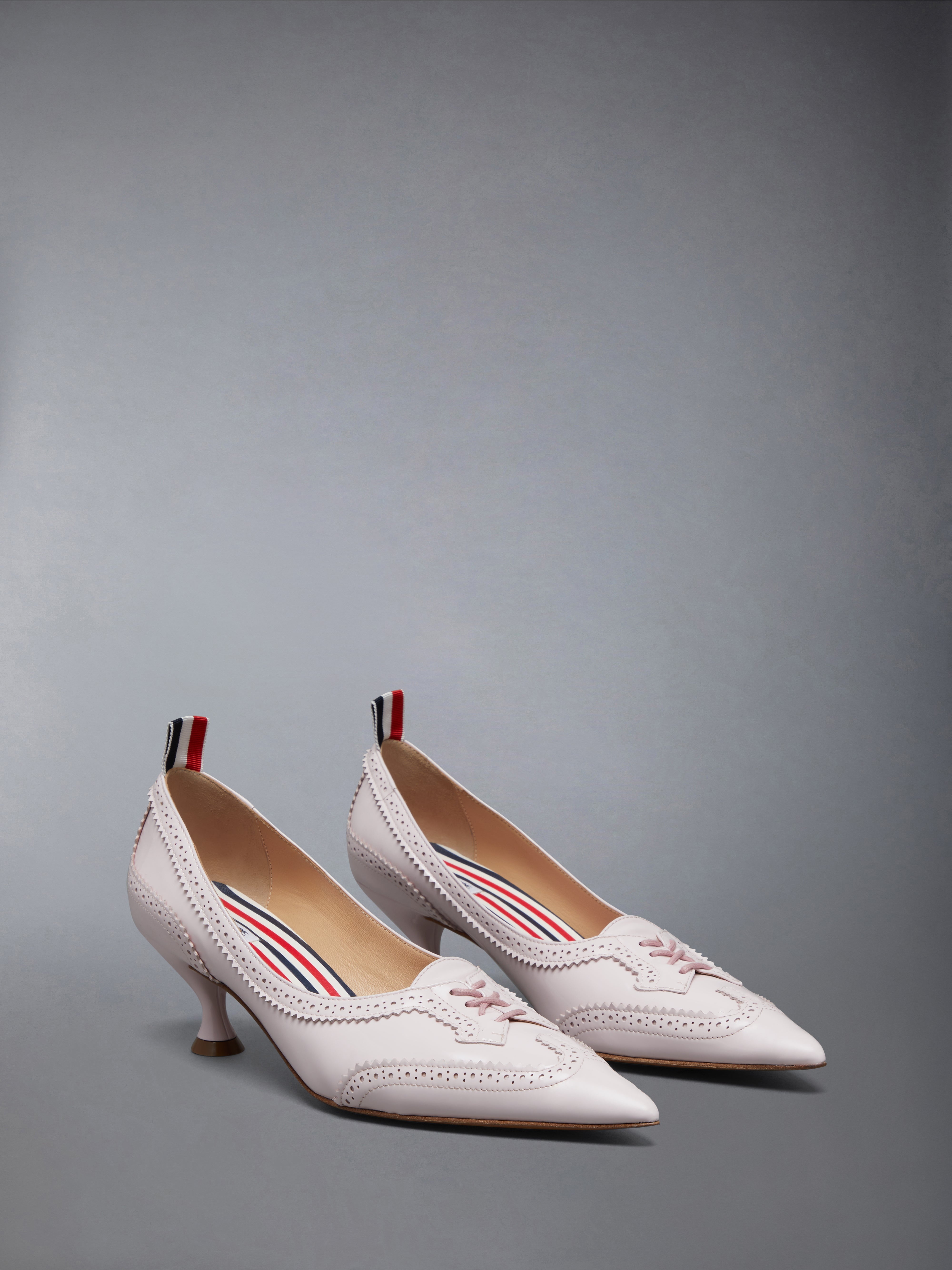 SOFT PATENT LEATHER WINGTIP 50MM CURVED HEEL PUMP - 2