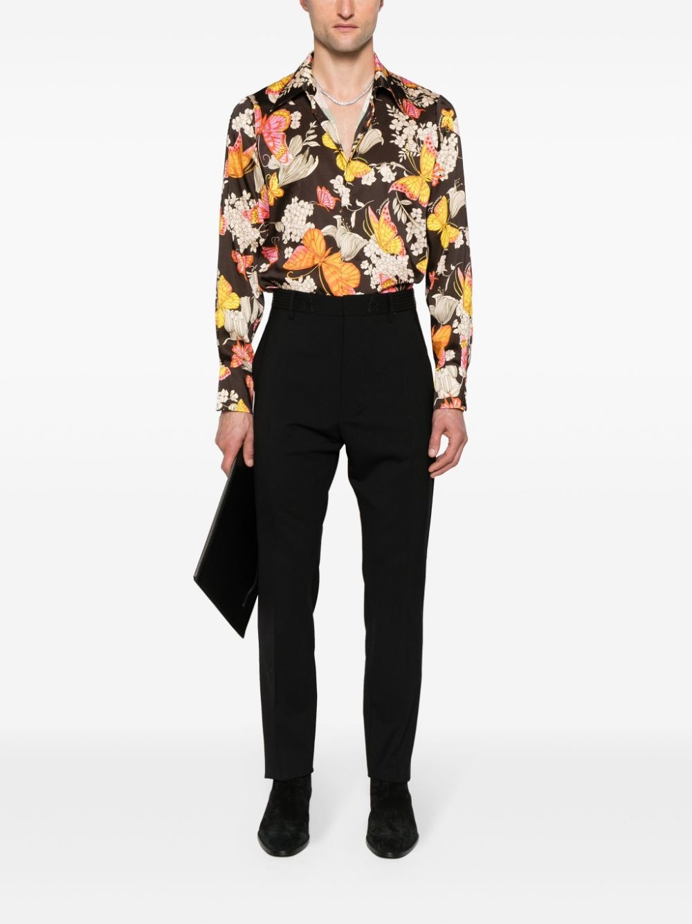 butterfly-print satin shirt - 2