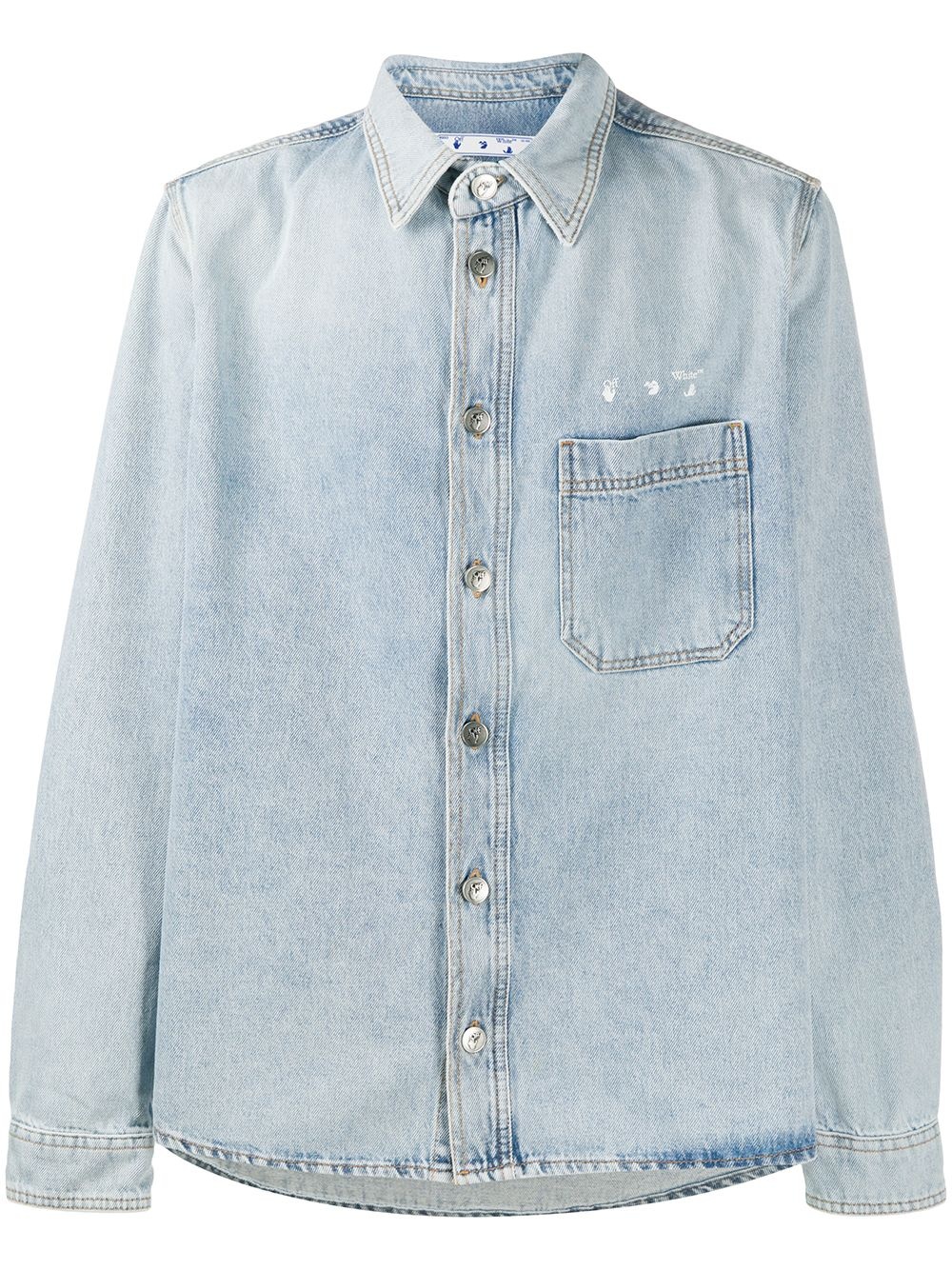 logo-print long-sleeve denim shirt - 1