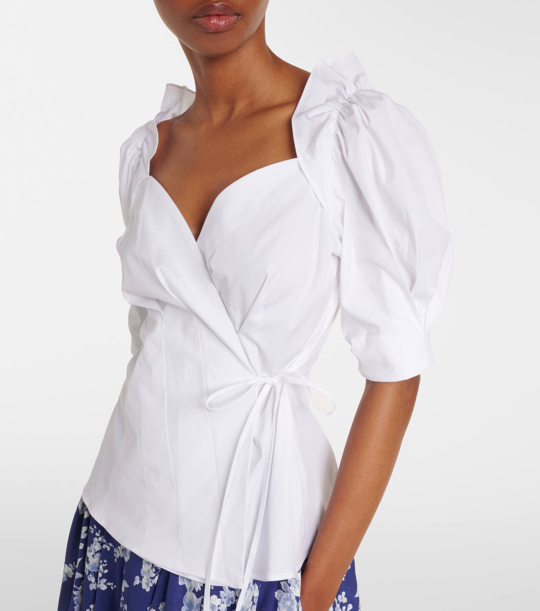 Cotton-blend wrap top - 5