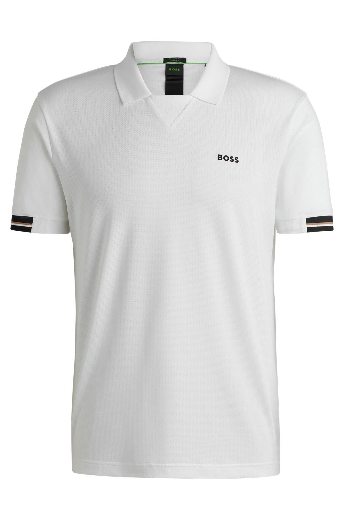 STRETCH-MESH POLO SHIRT WITH MODERN PLACKET - 1