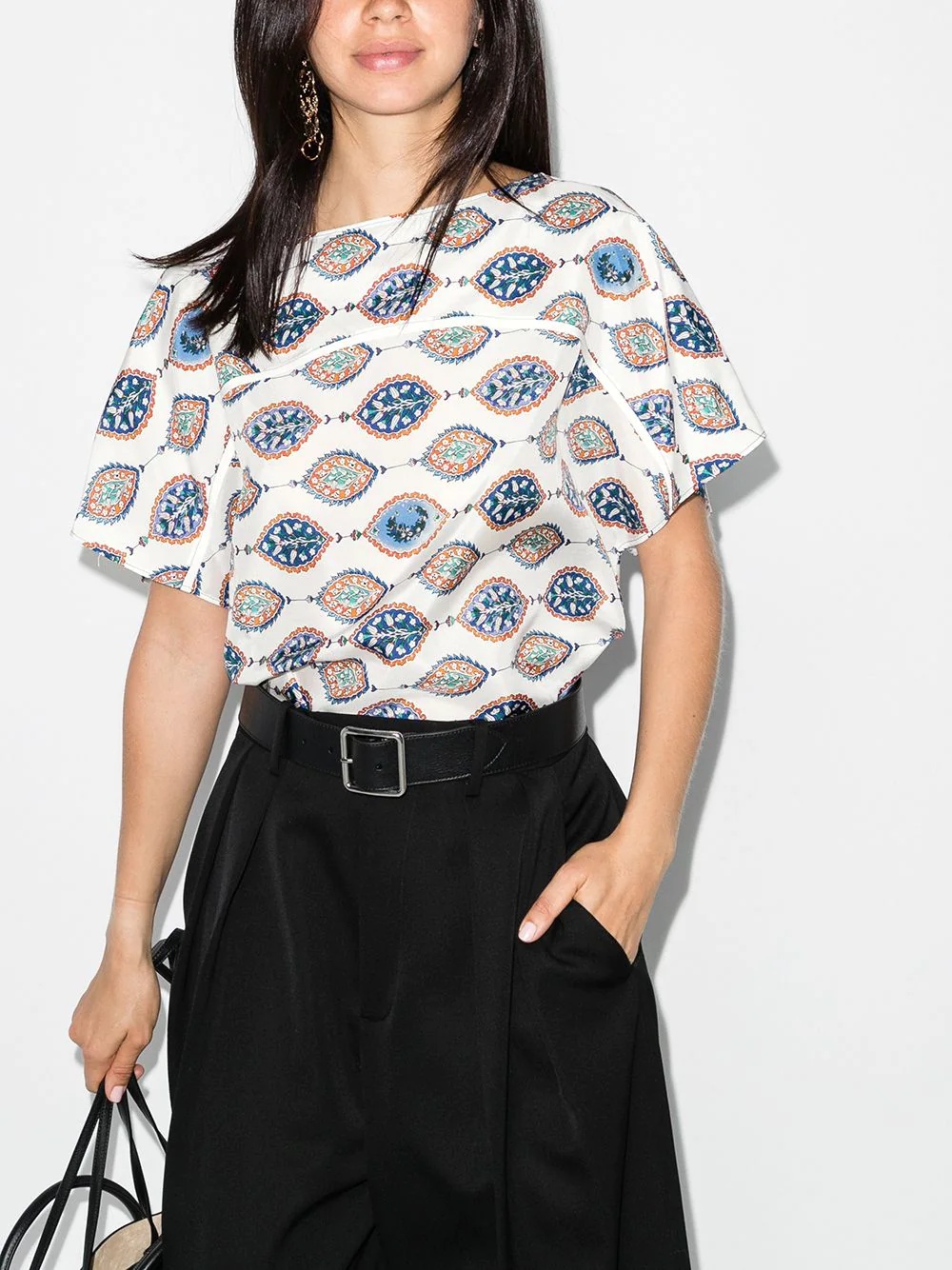 ceramic-print short-sleeve top - 2