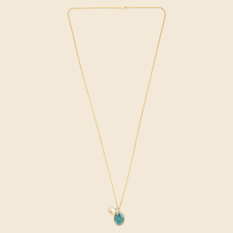 Miansai Mini Dove Pendant Necklace - Teal Enamel/Gold Vermeil outlook