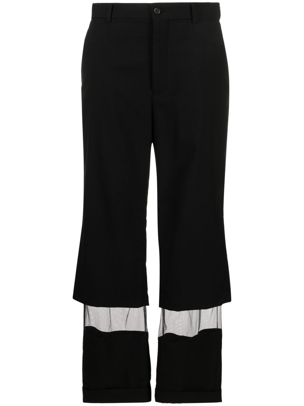 tulle-panel cropped wool trousers - 1