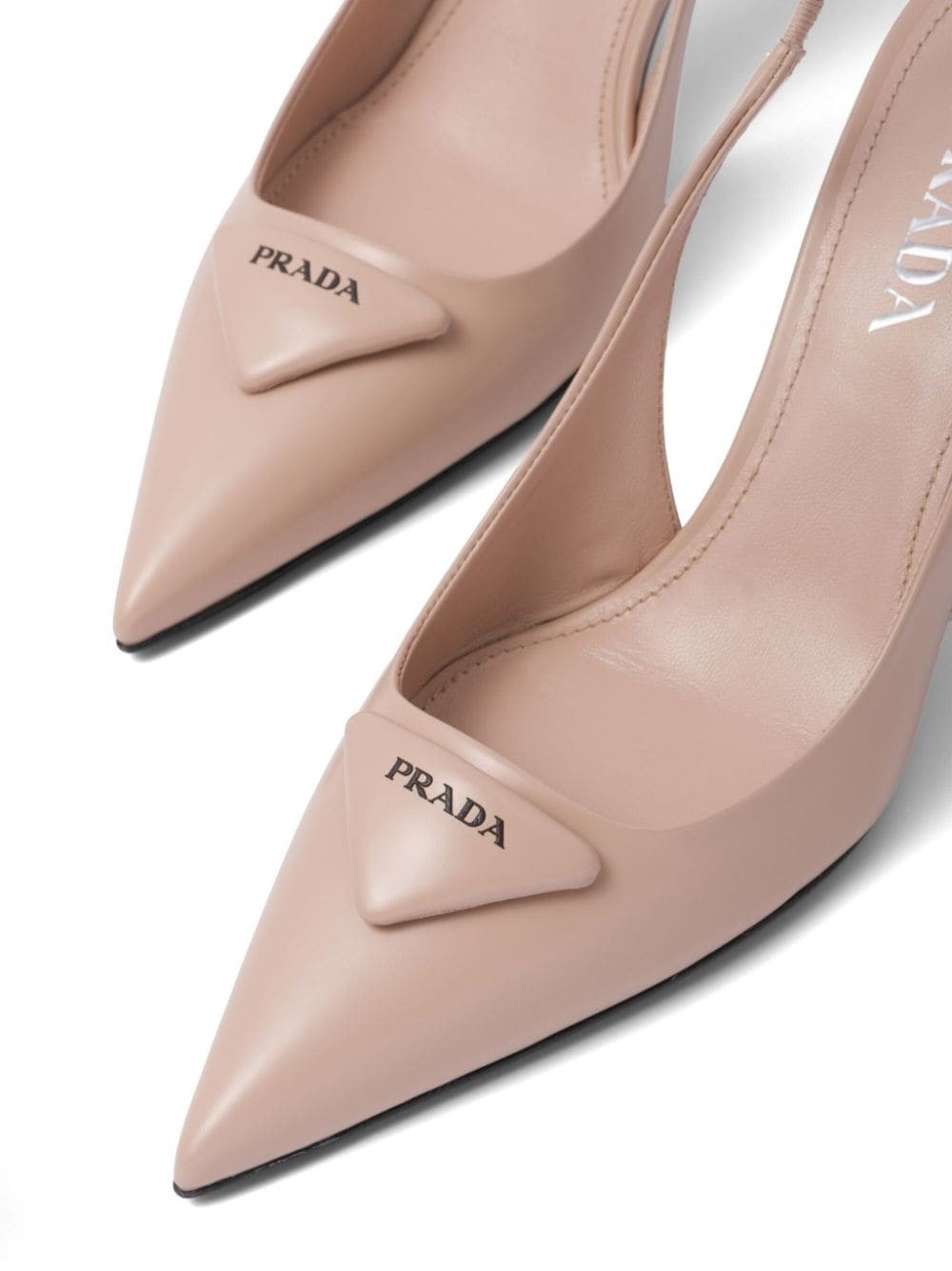 75mm brushed leather slingback pumps - 5