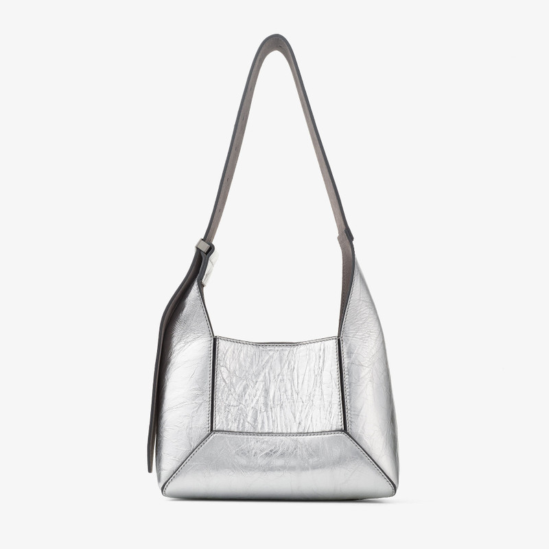 Diamond Hobo/S Silver Vintage Metallic Leather Shoulder Bag 5