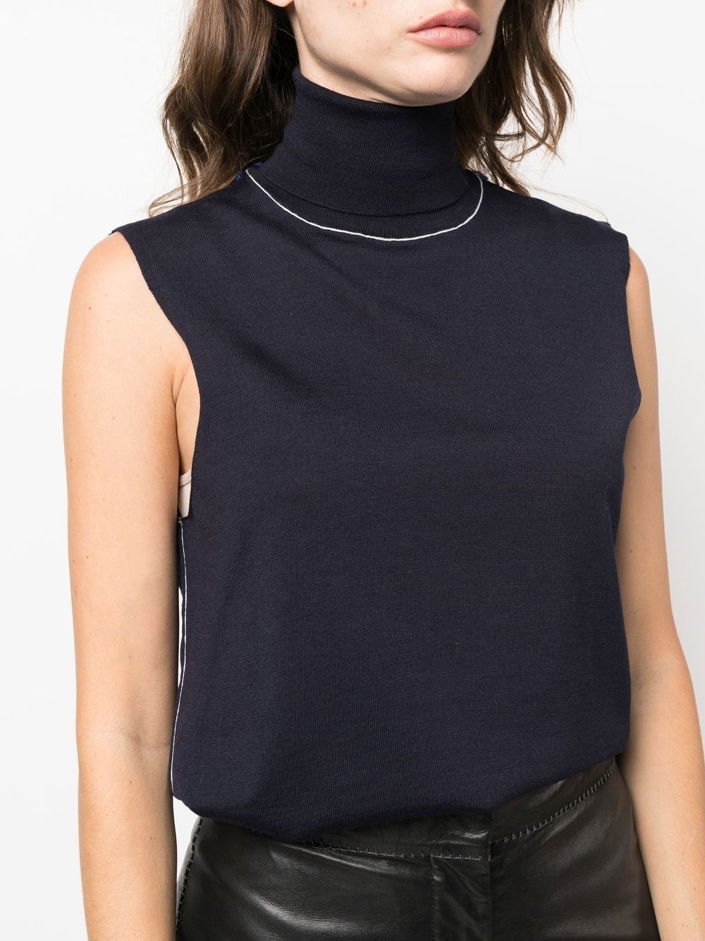 roll-neck sleeveless knitted top - 5