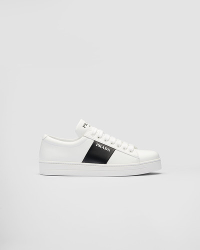 Prada Leather laced sneakers with logo outlook