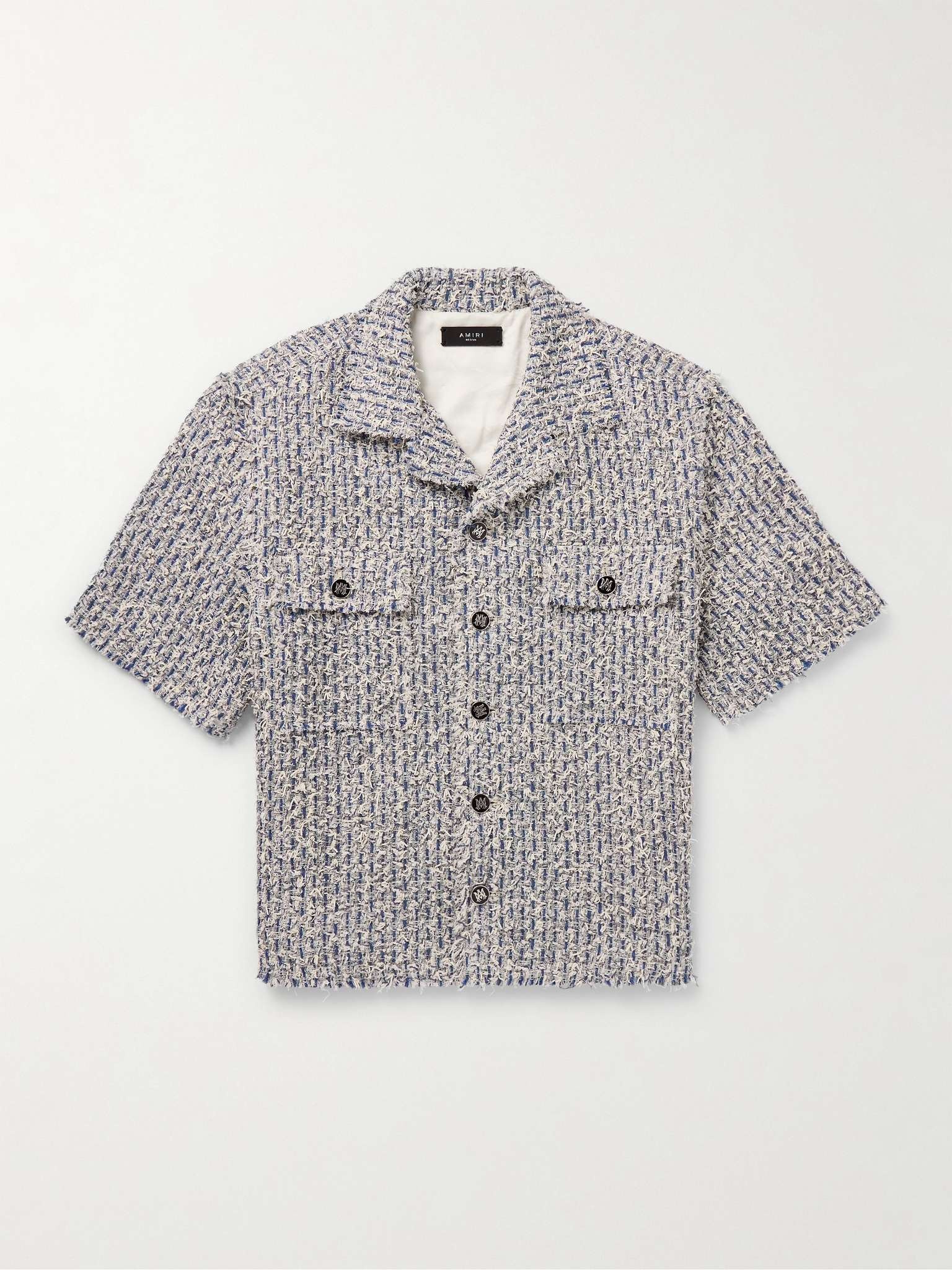 Camp-Collar Frayed Cotton-Blend Tweed Overshirt - 1