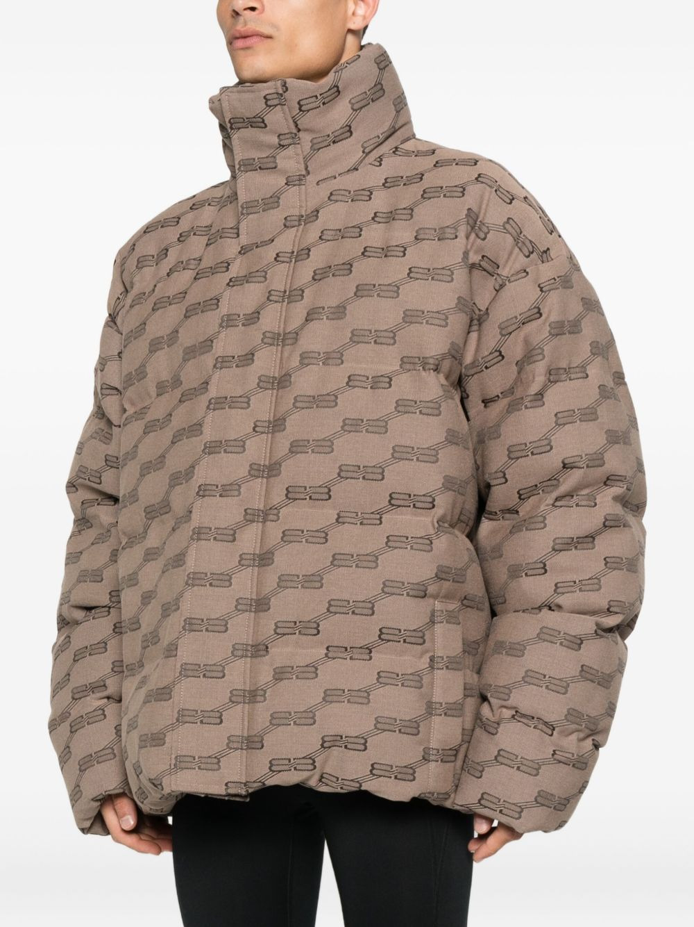 logo-pattern quilted  padded jacket - 3