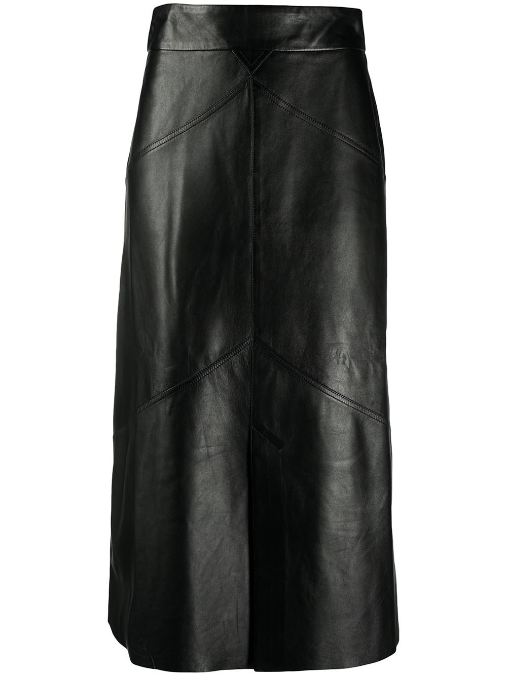 faux-leather mid-length pencil skirt - 1