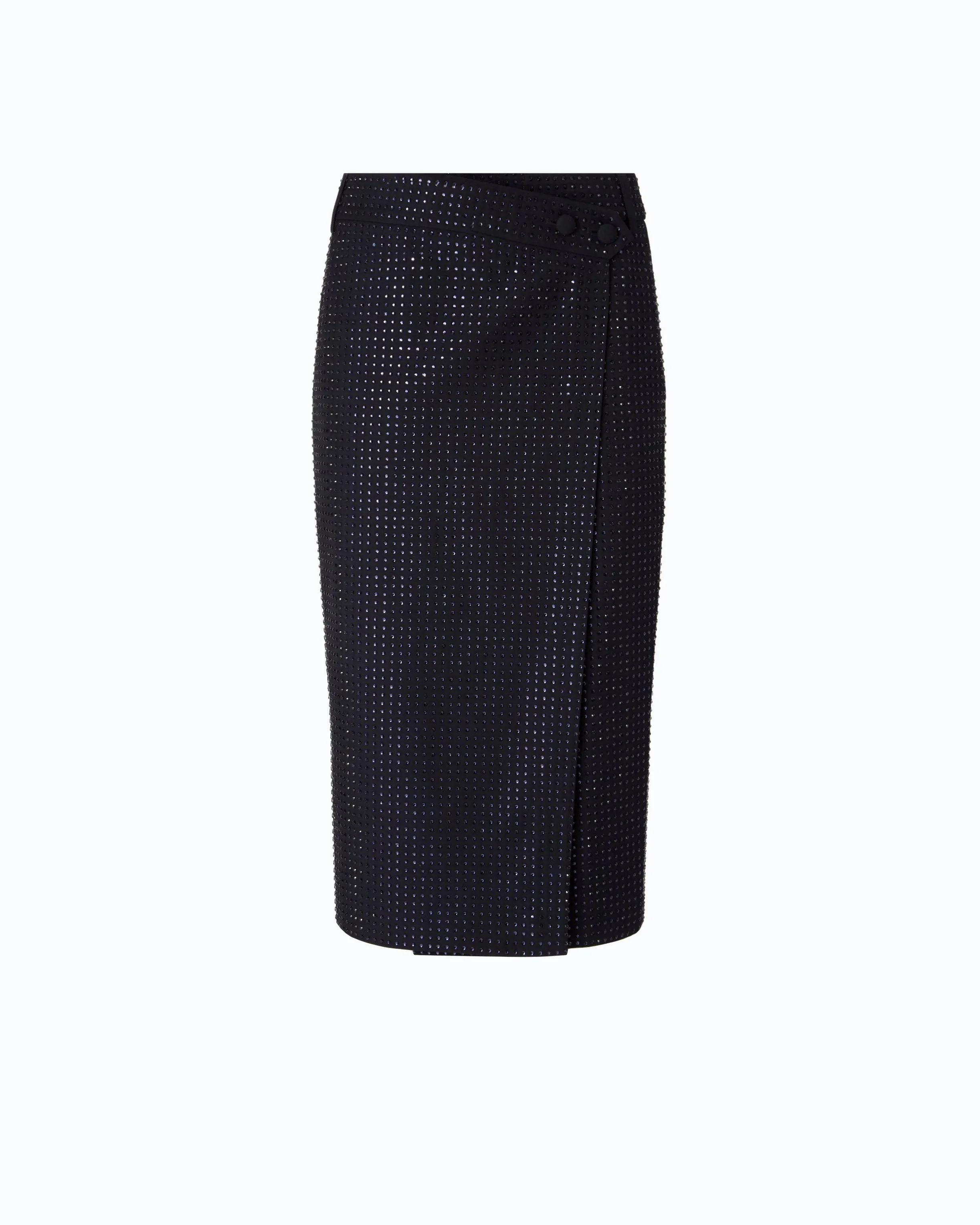 FULLY RHINESTONED CALF-LENGTH WRAP SKIRT - 1