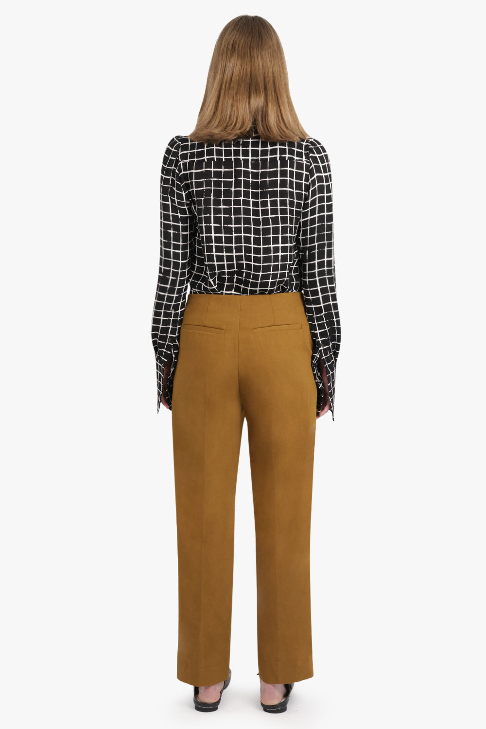 CELINDRA CHECK PRINT L/S SHOULDER DETAIL SHIRT | BLACK/WHITE - 5
