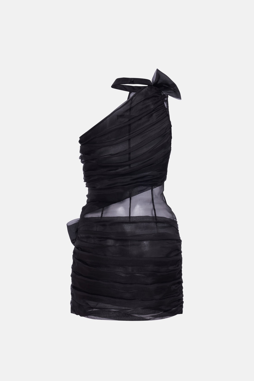SILK ORGANZA DRAPED MINI DRESS - 2