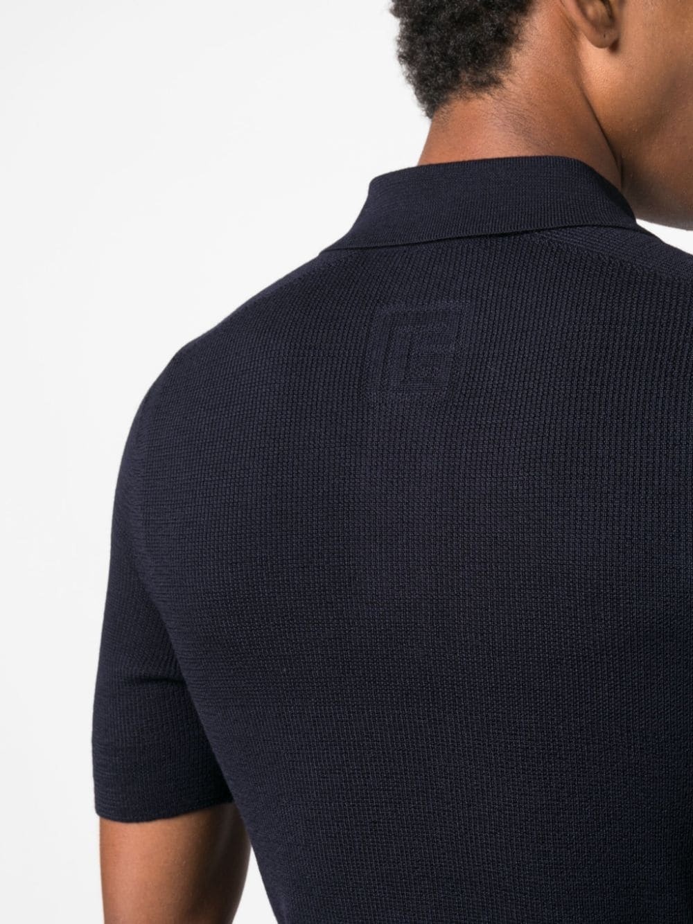 logo-patch wool polo shirt - 5
