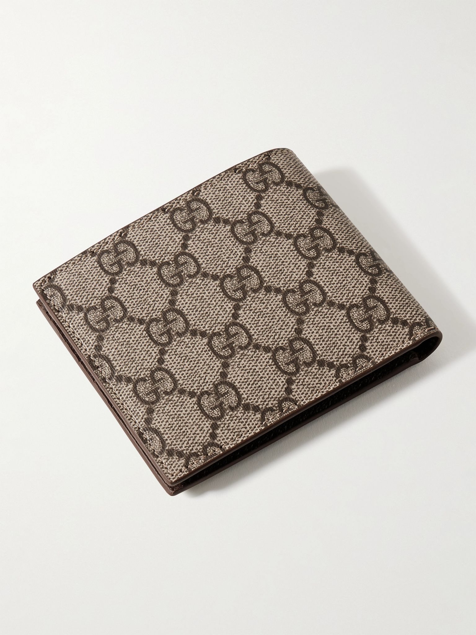 GG Supreme Monogrammed Coated-Canvas and Full-Grain Leather Billfold Wallet Beige - 2