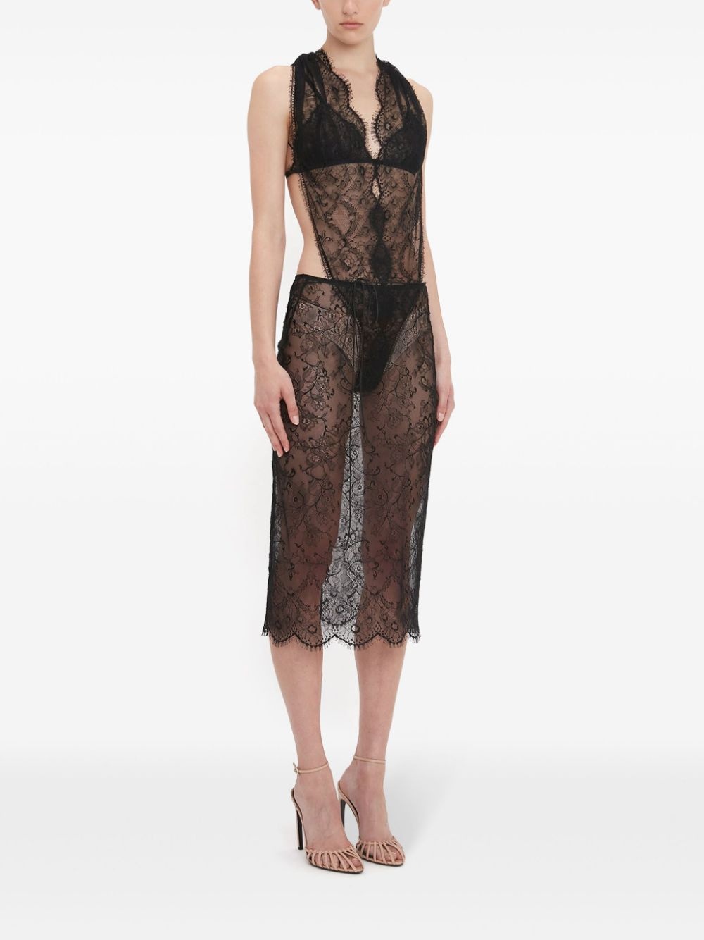 halterneck lace bodysuit - 3
