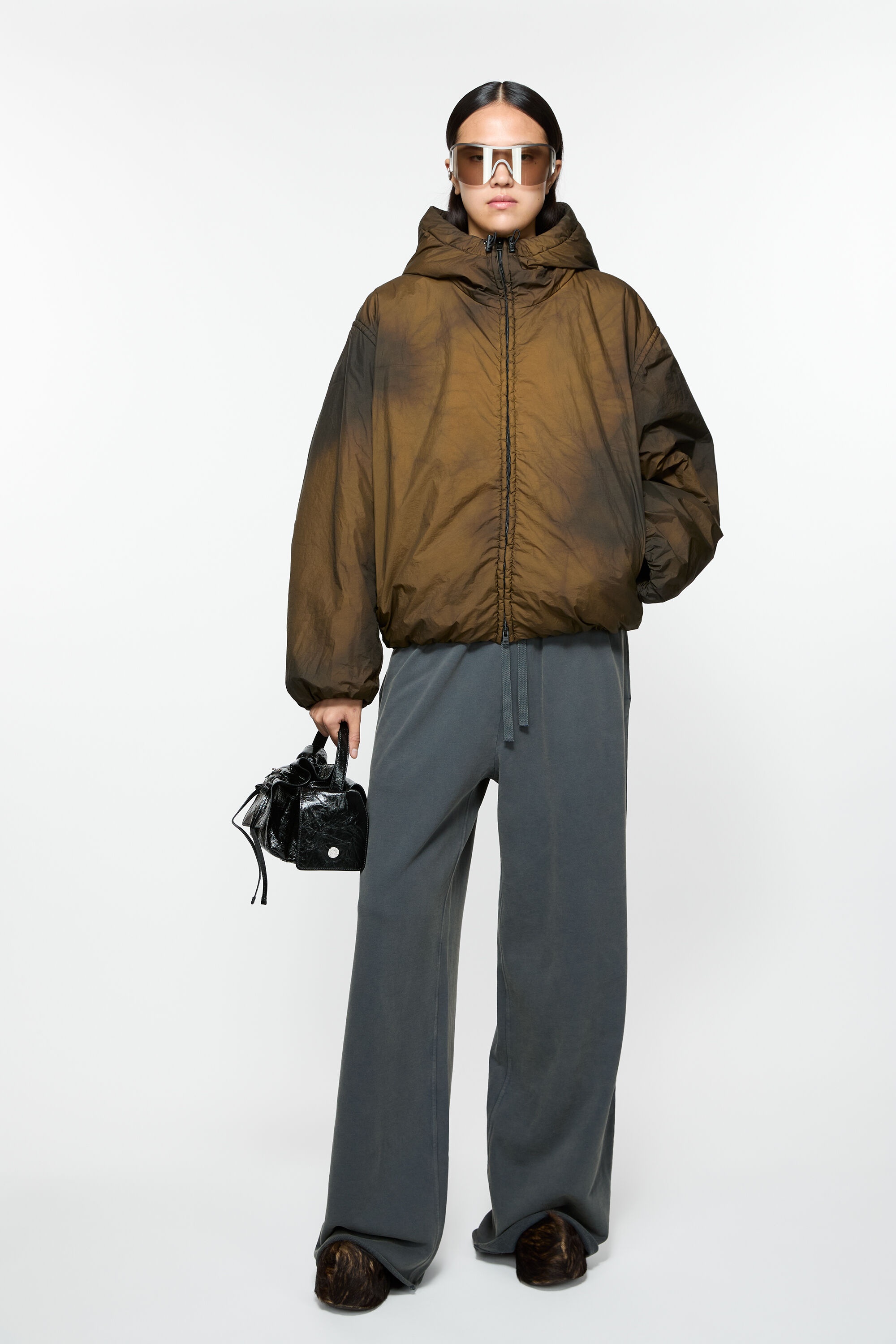 Hooded puffer jacket - Beige/black - 5
