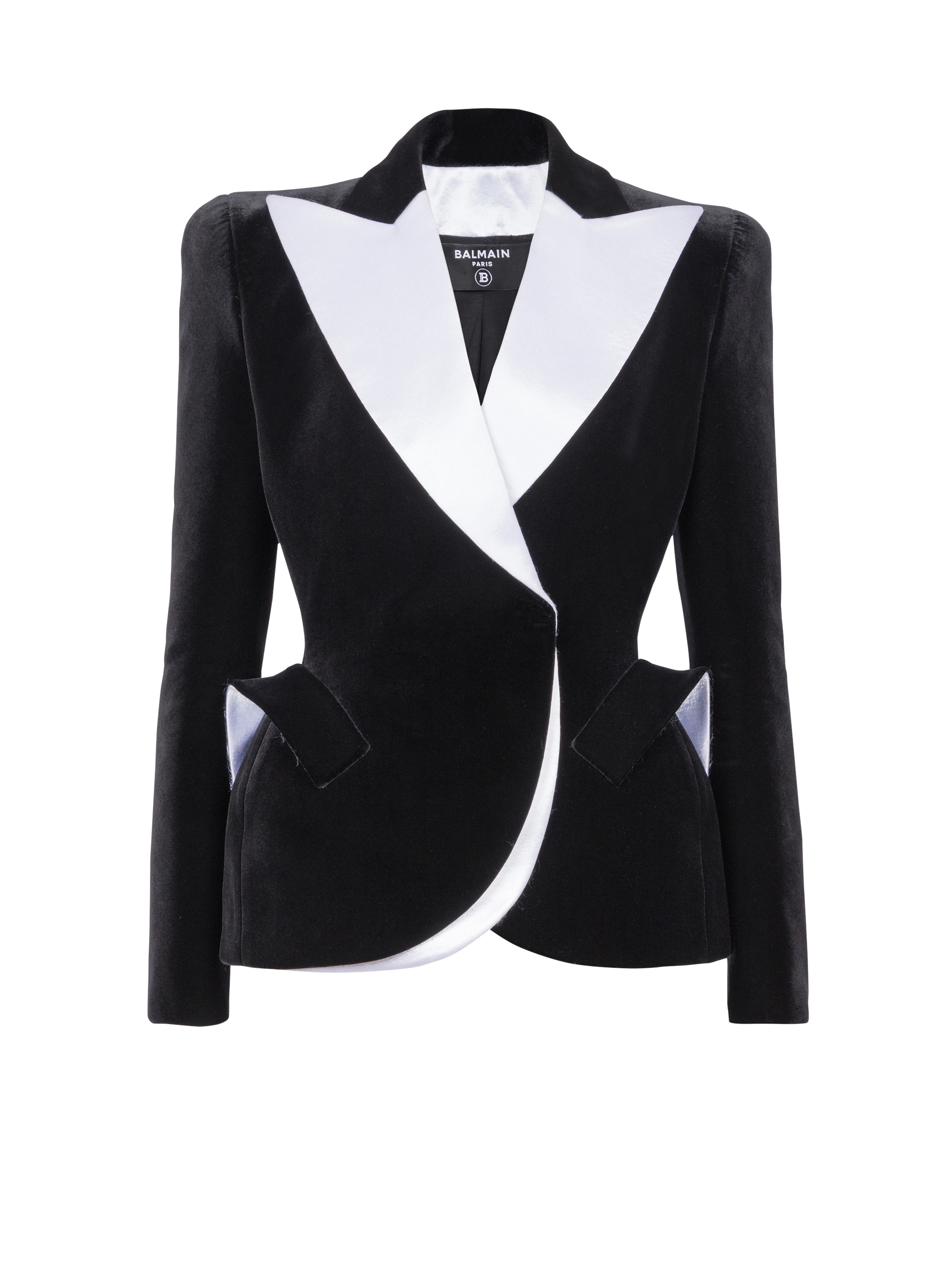 Structured jacket in velvet and satin - 1