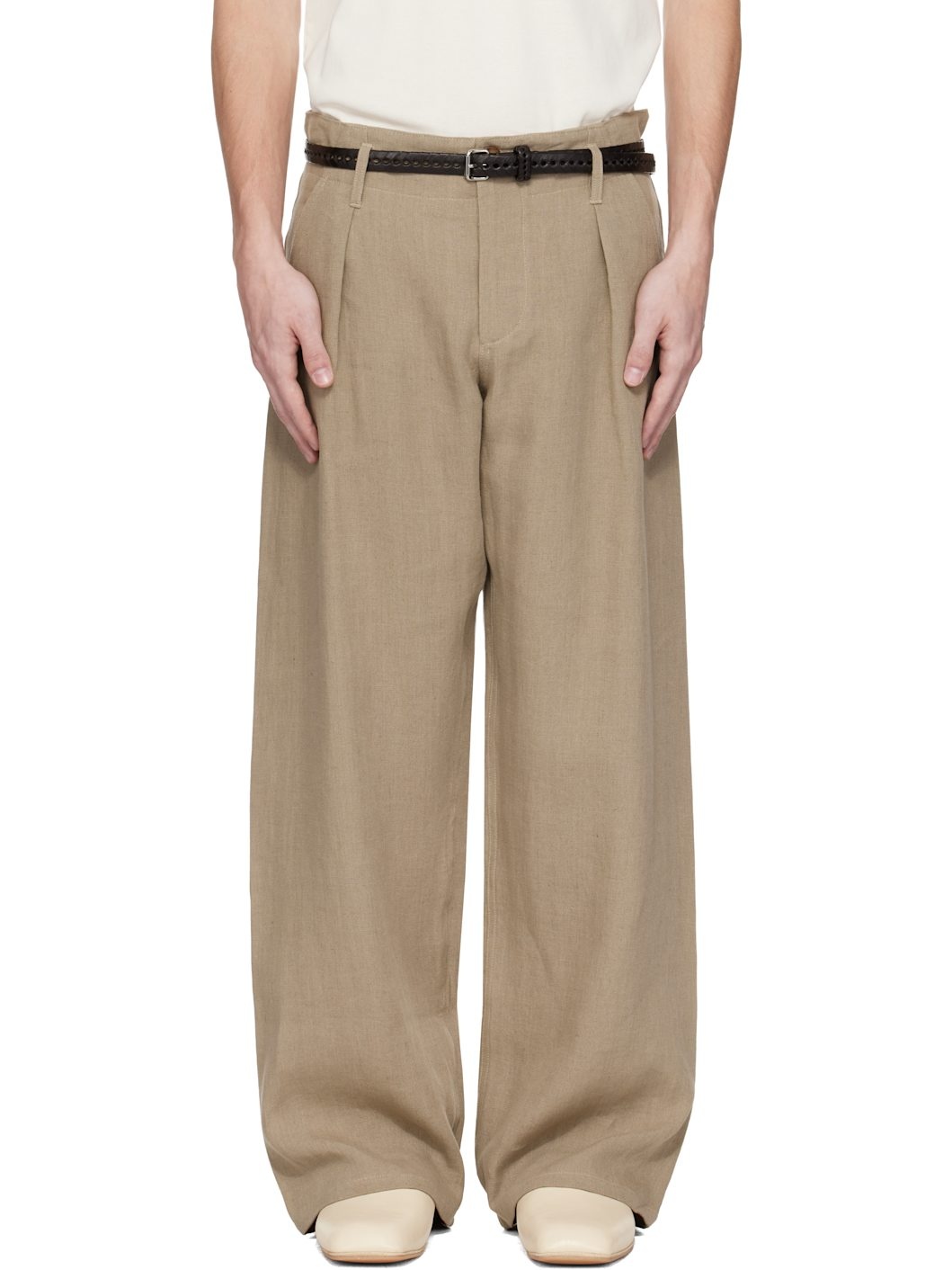 WORK SHOP Emporio Armani Beige Carico Trousers - 1